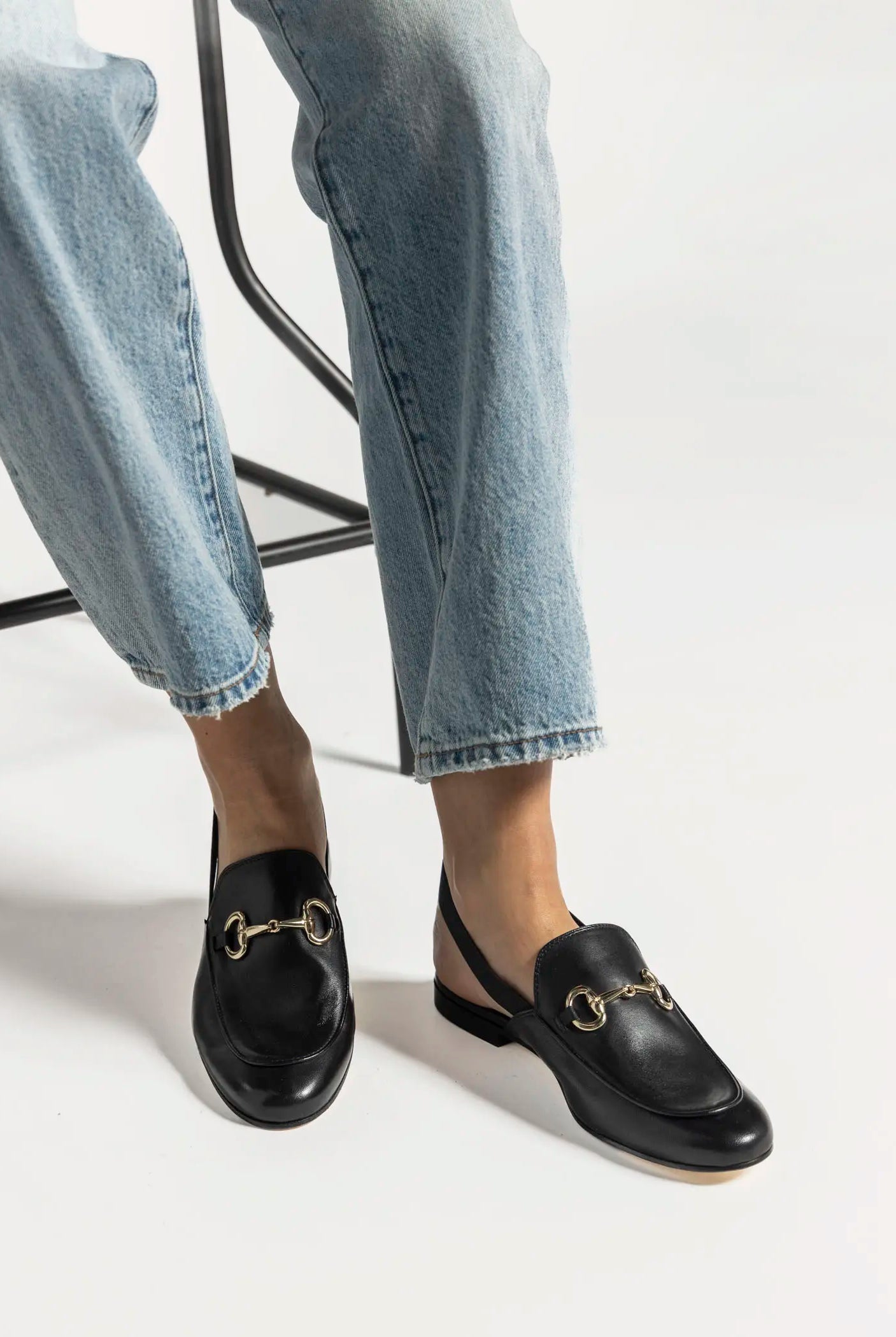 swatch_black leather slingback loafer flat shoes