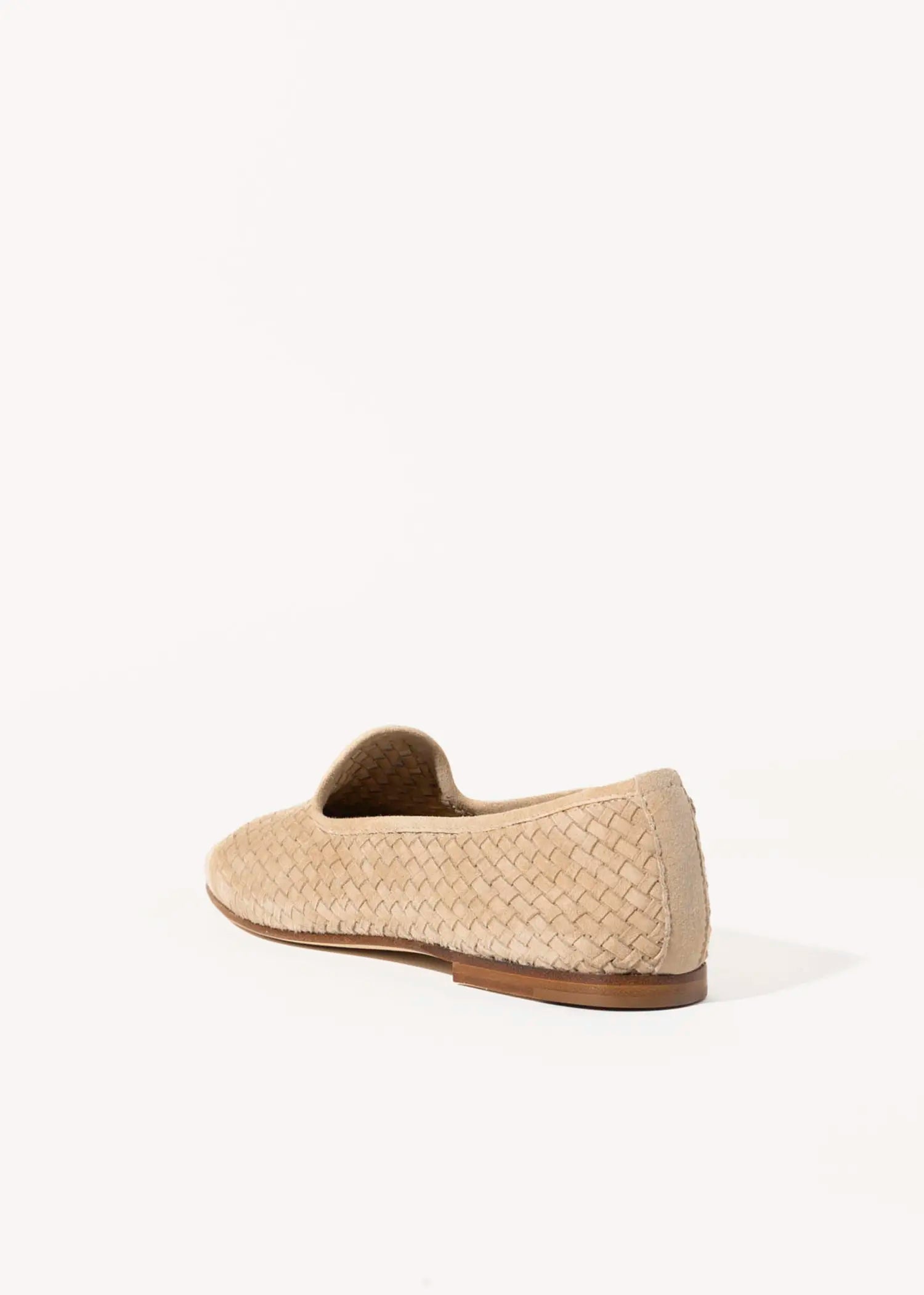 swatch_beige suede woven suede loafer flat shoes