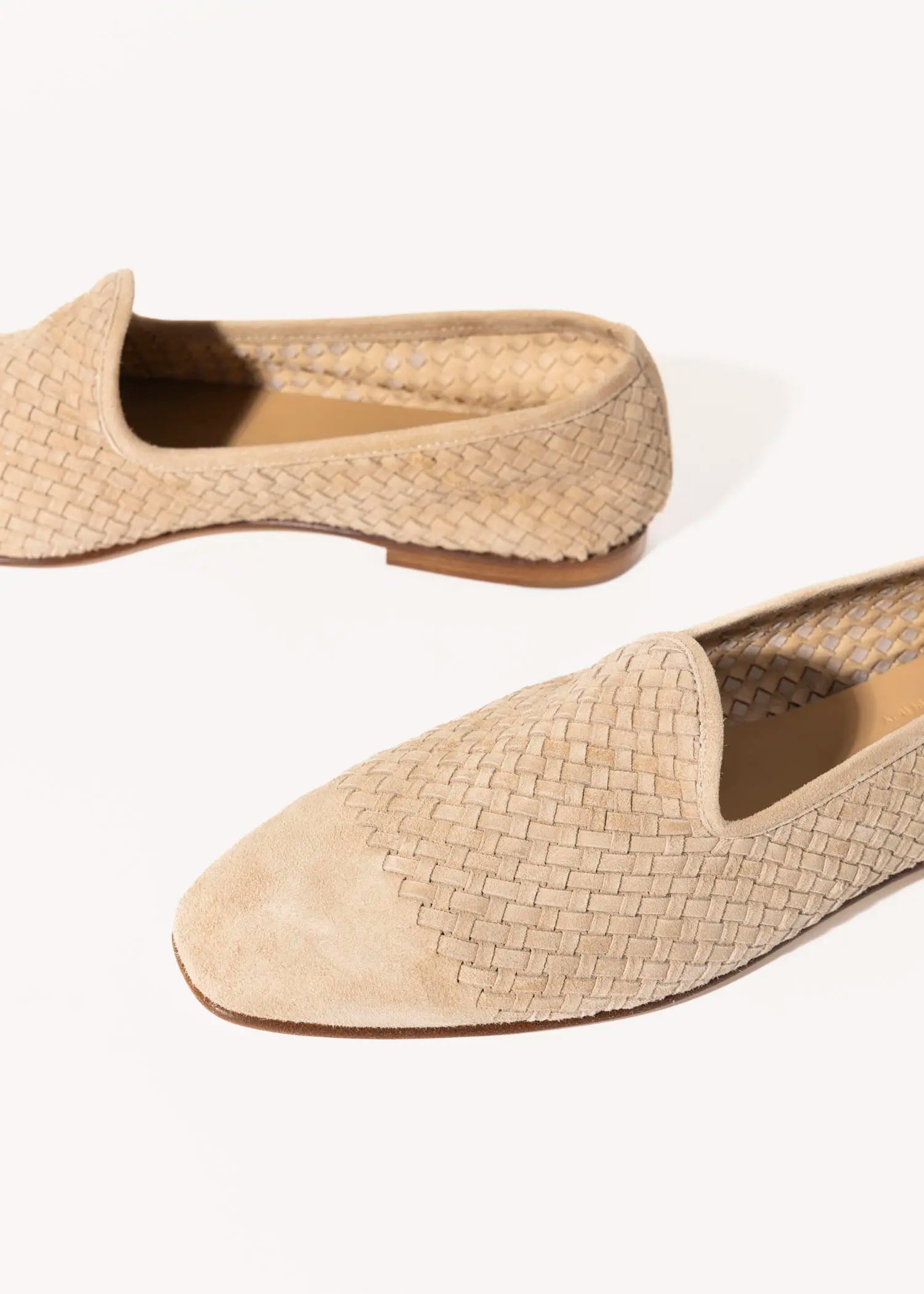 swatch_beige suede woven suede loafer flat shoes