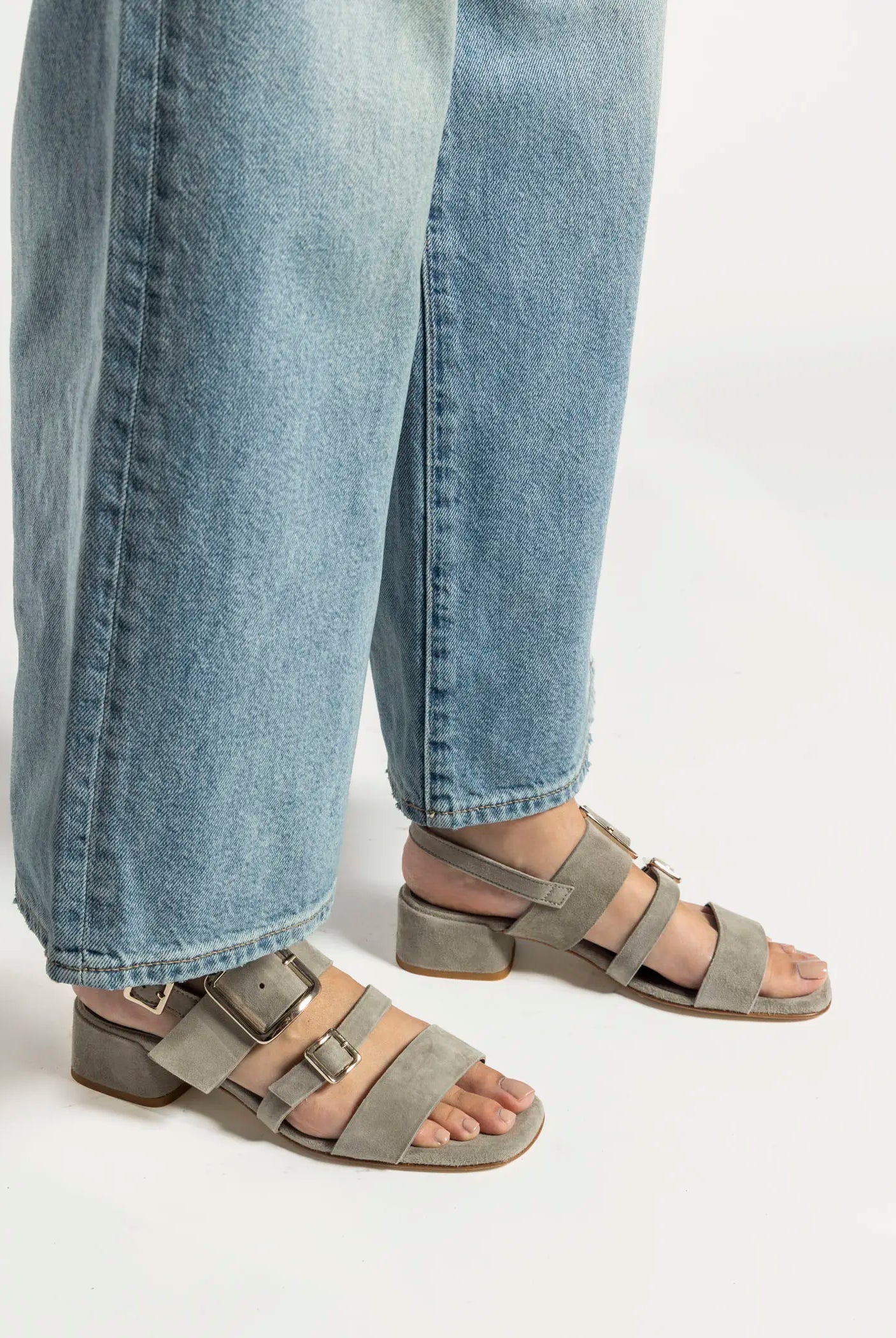 swatch_khaki suede heeled buckle sandal heeled sandals