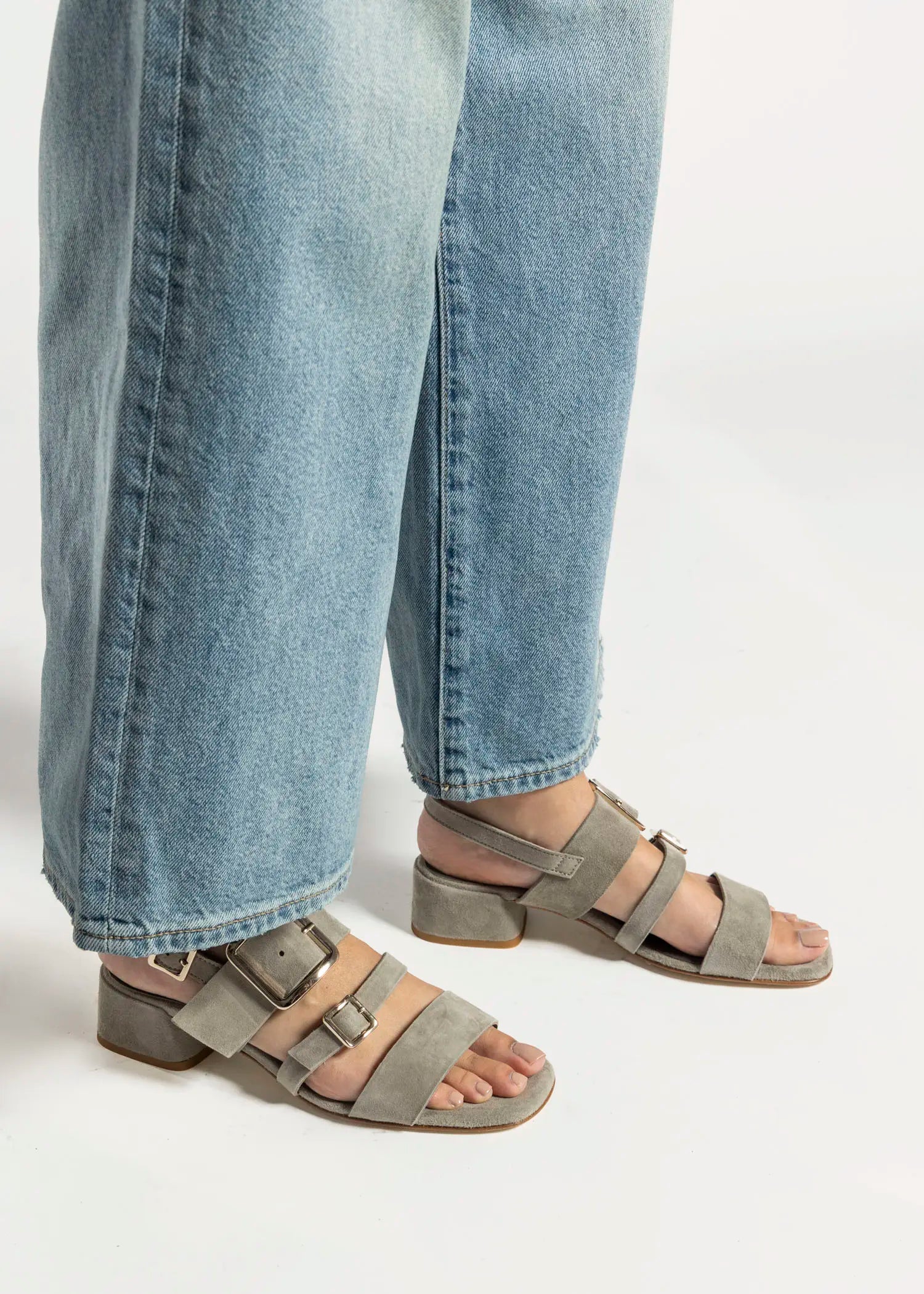 swatch_khaki suede heeled buckle sandal heeled sandals