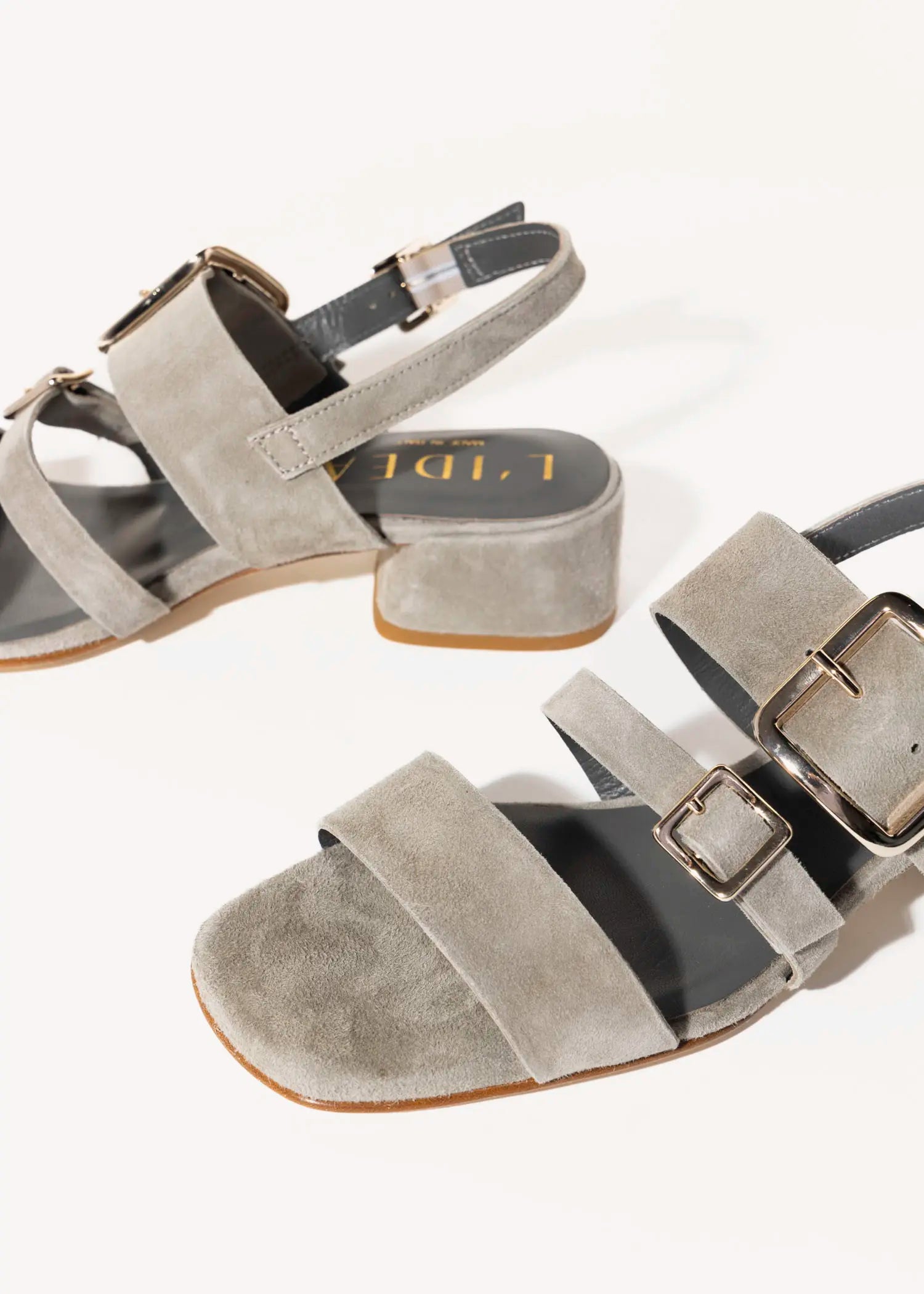 swatch_khaki suede heeled buckle sandal heeled sandals