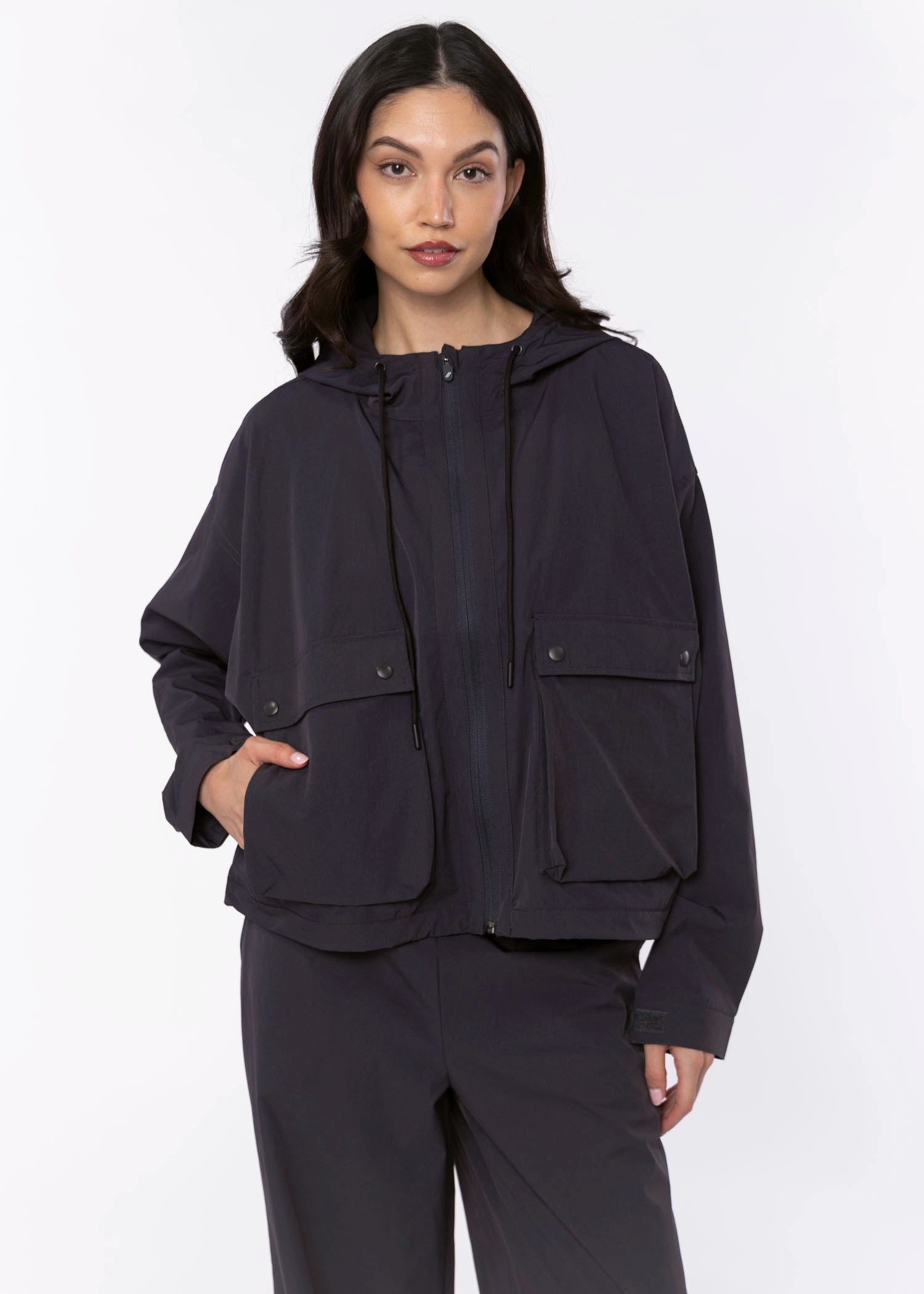 swatch_Charcoal Blue thread and supply walker jacket