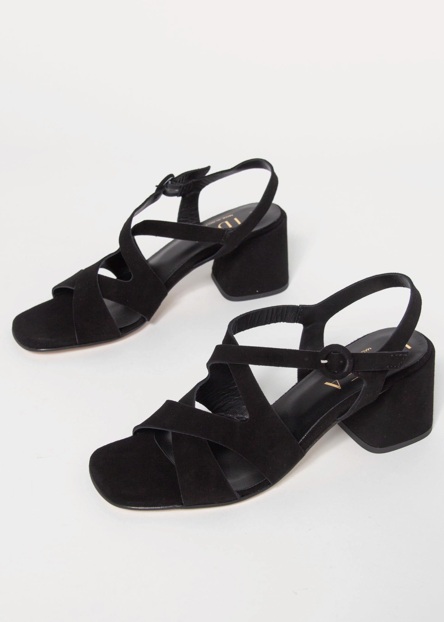 swatch_Black Suede l'idea block heel sandal