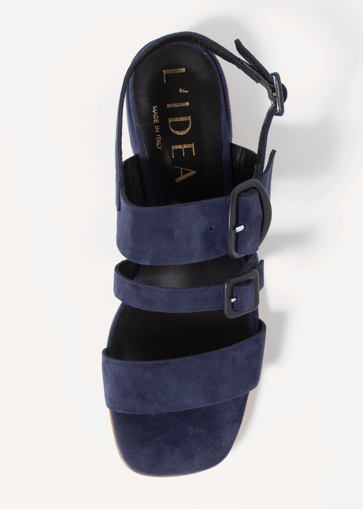 swatch_Navy Suede l'idea low heel strappy sandal