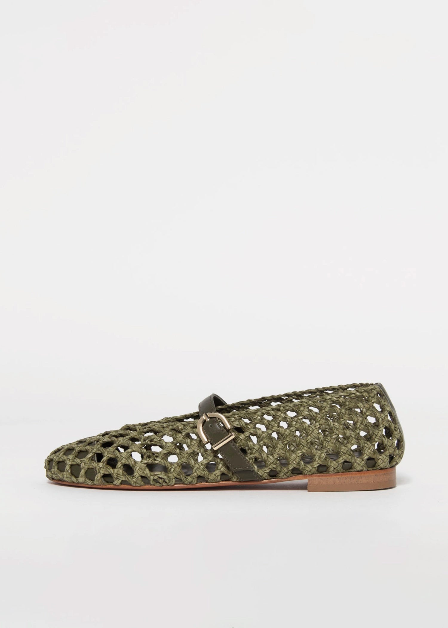 swatch_Olive Leather l'idea dolo woven mary jane