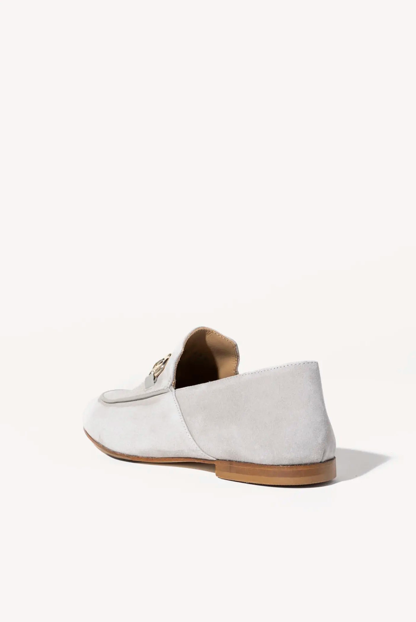 swatch_pale grey suede loafer with bit flat shoes