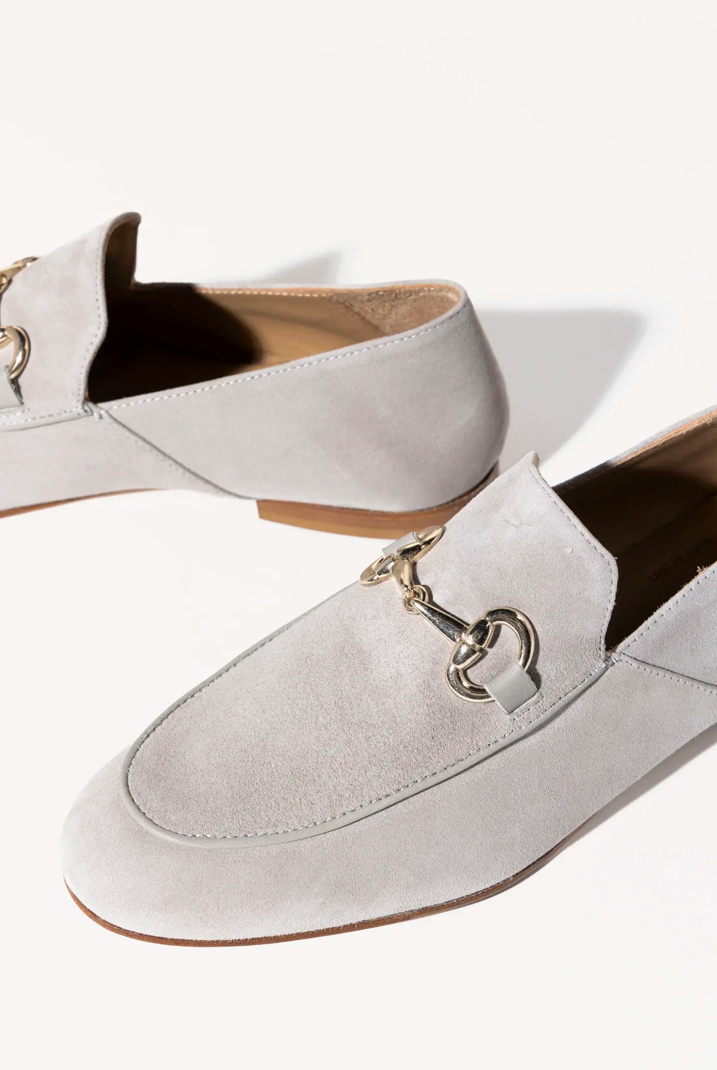 swatch_pale grey suede loafer with bit flat shoes