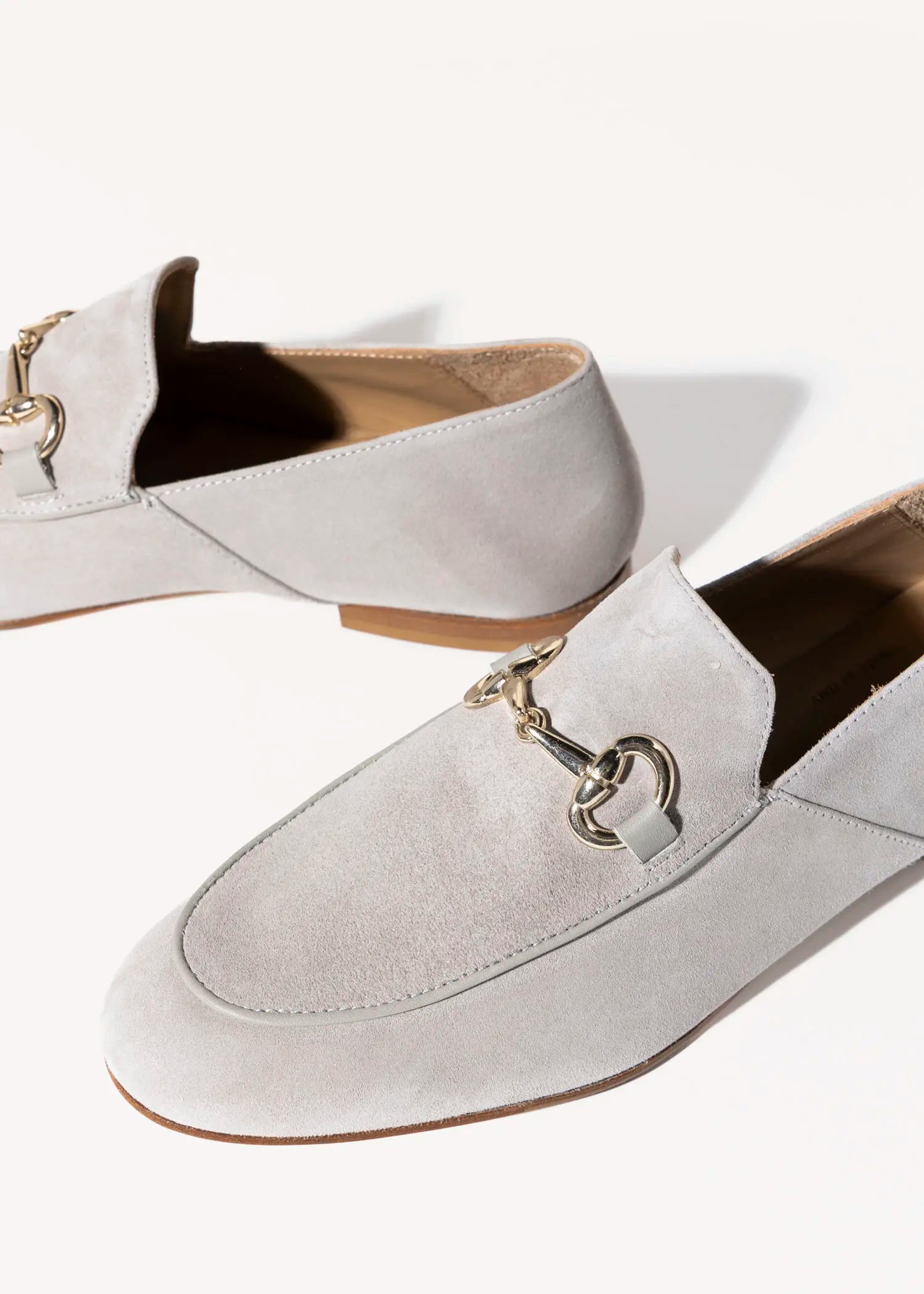 swatch_pale grey suede loafer with bit flat shoes