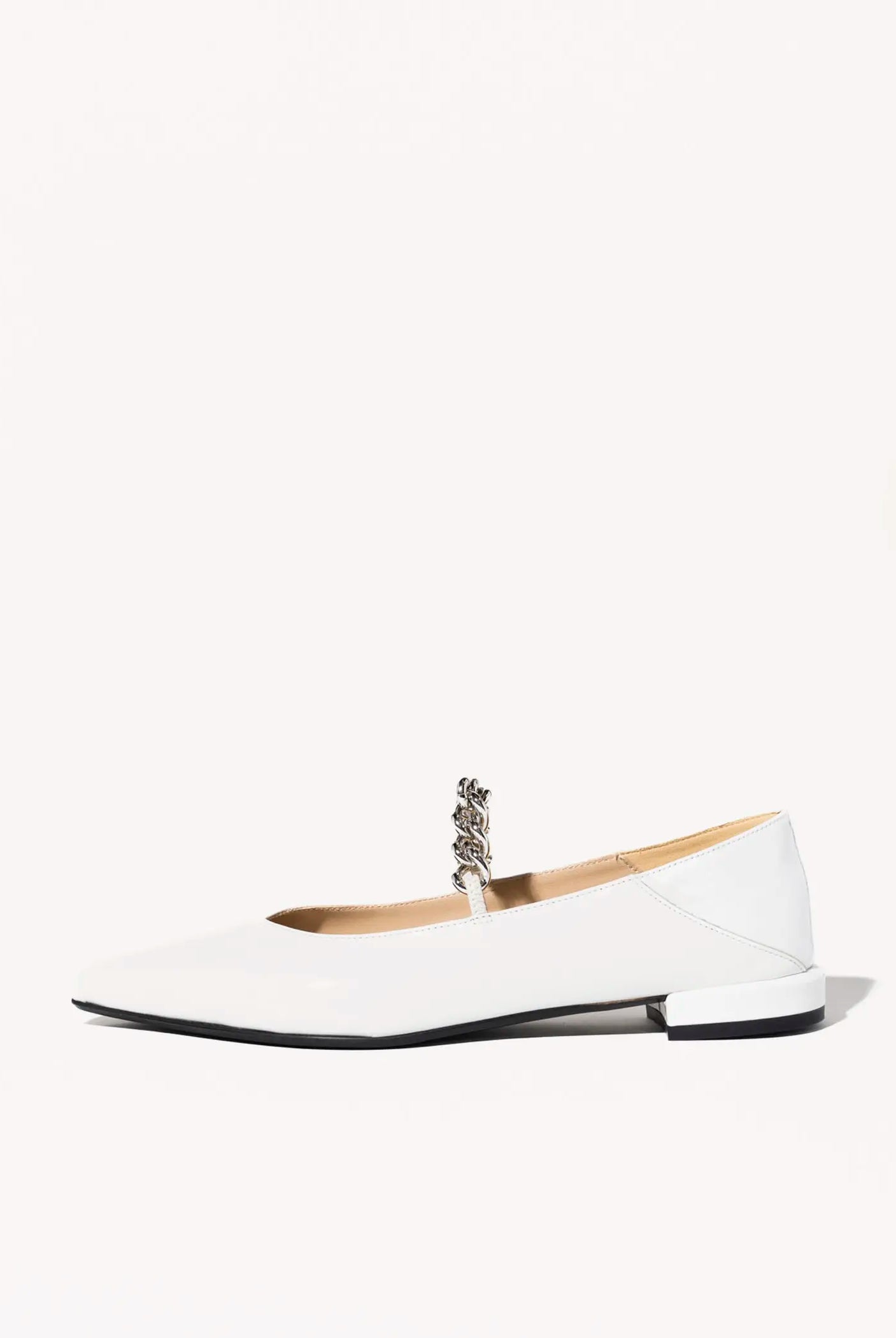 swatch_ivory patent flat with chain flat shoes