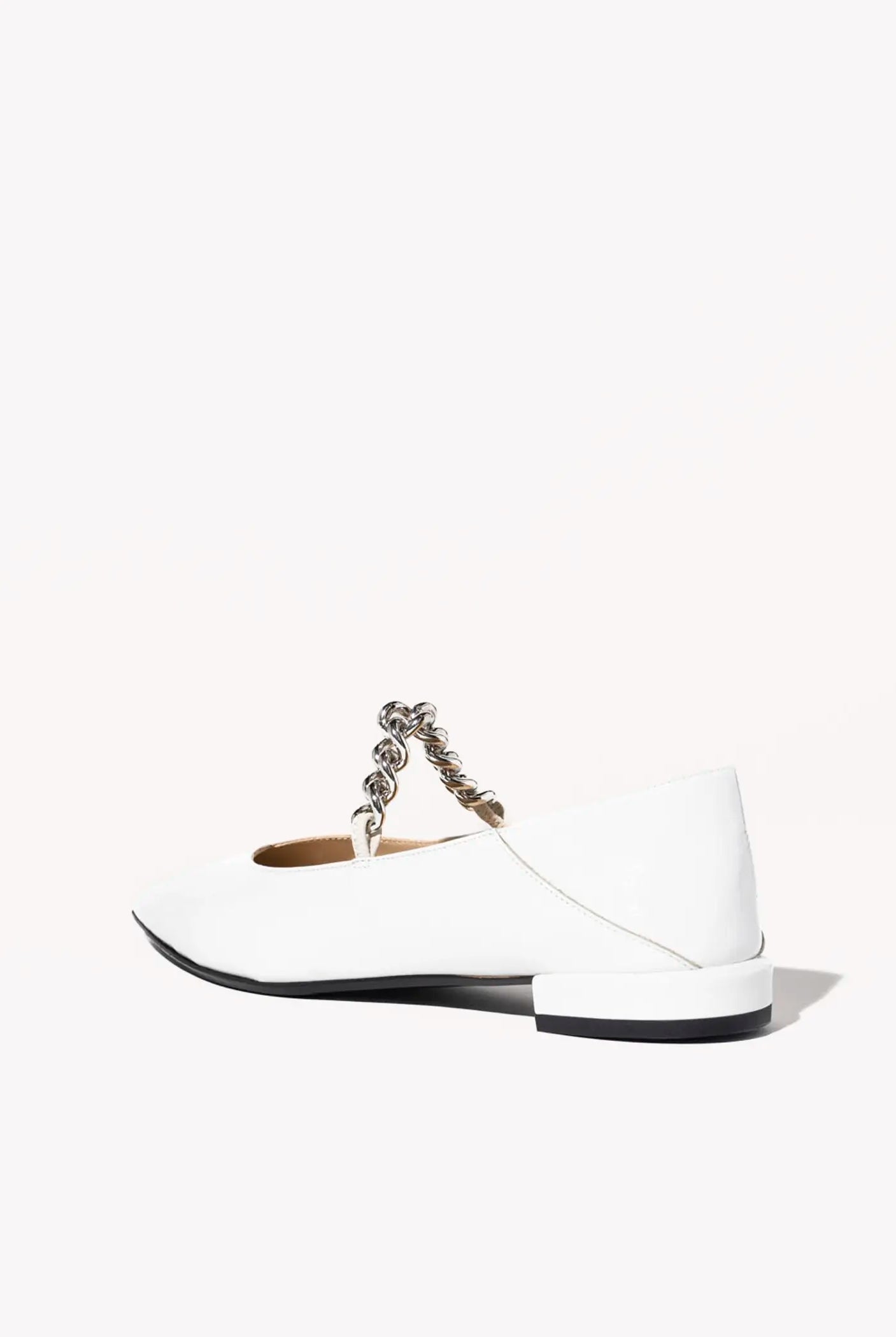 swatch_ivory patent flat with chain flat shoes
