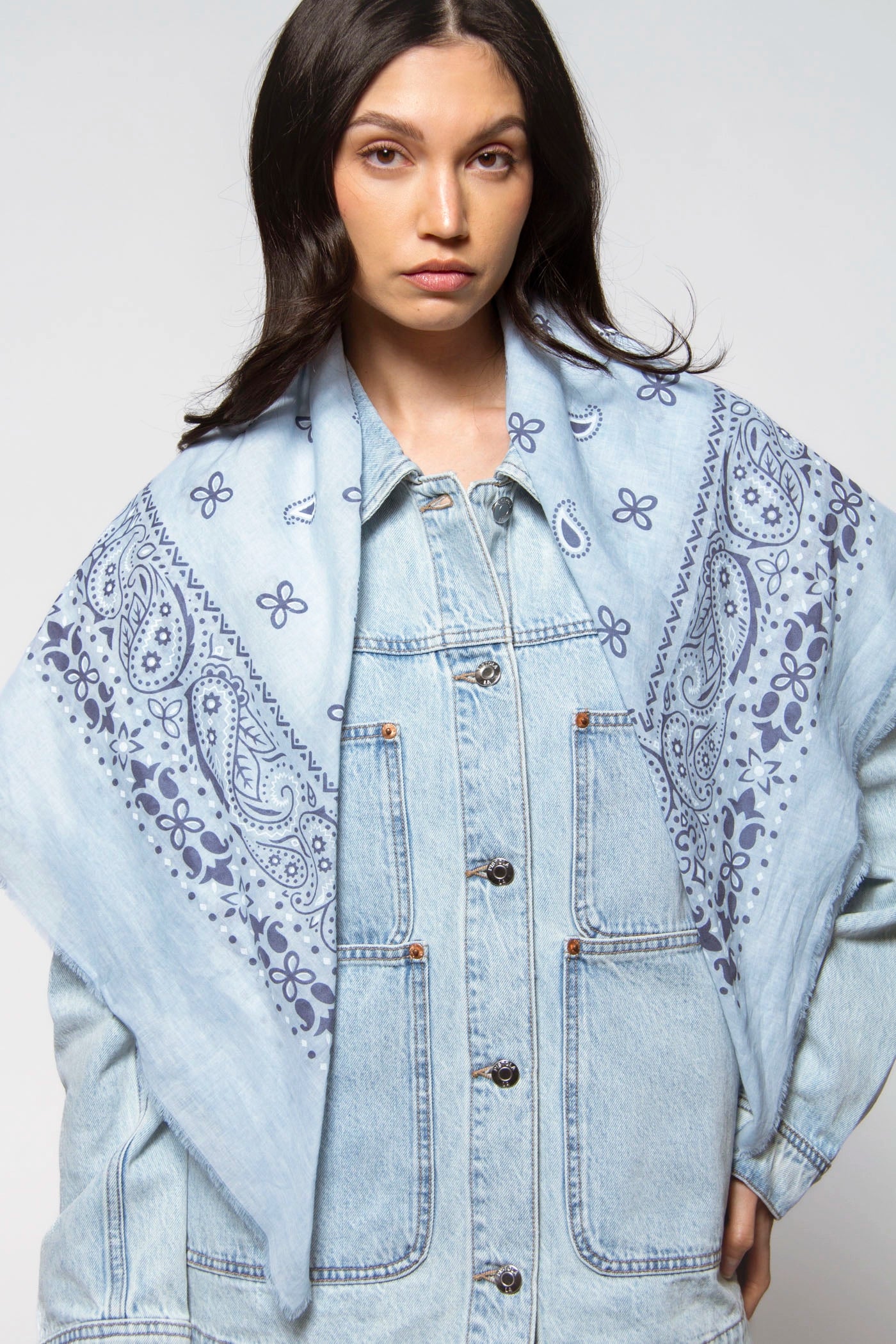 swatch_Blue cotton bandana scarf