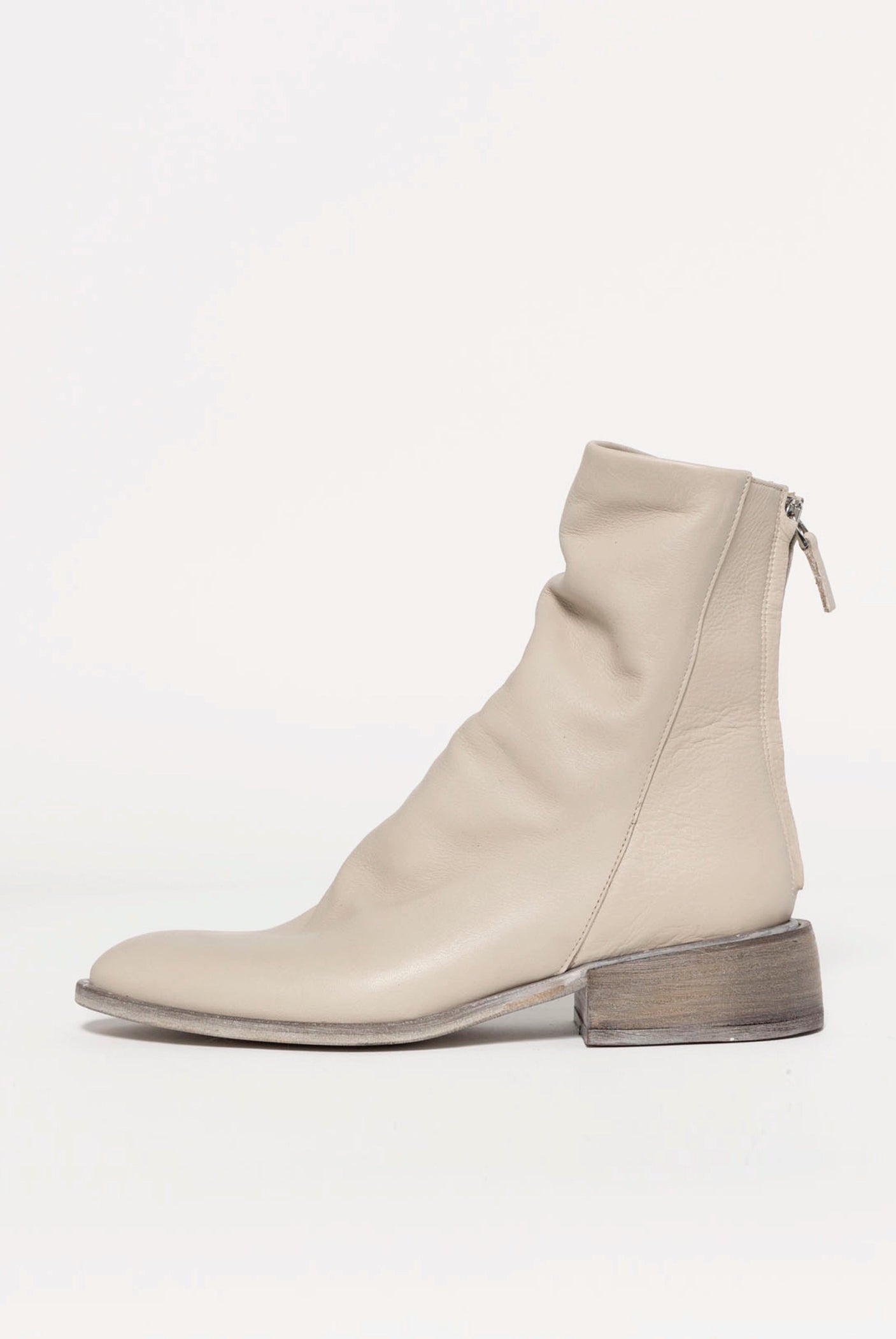 swatch_Off White Leather l'idea ruched ankle boot