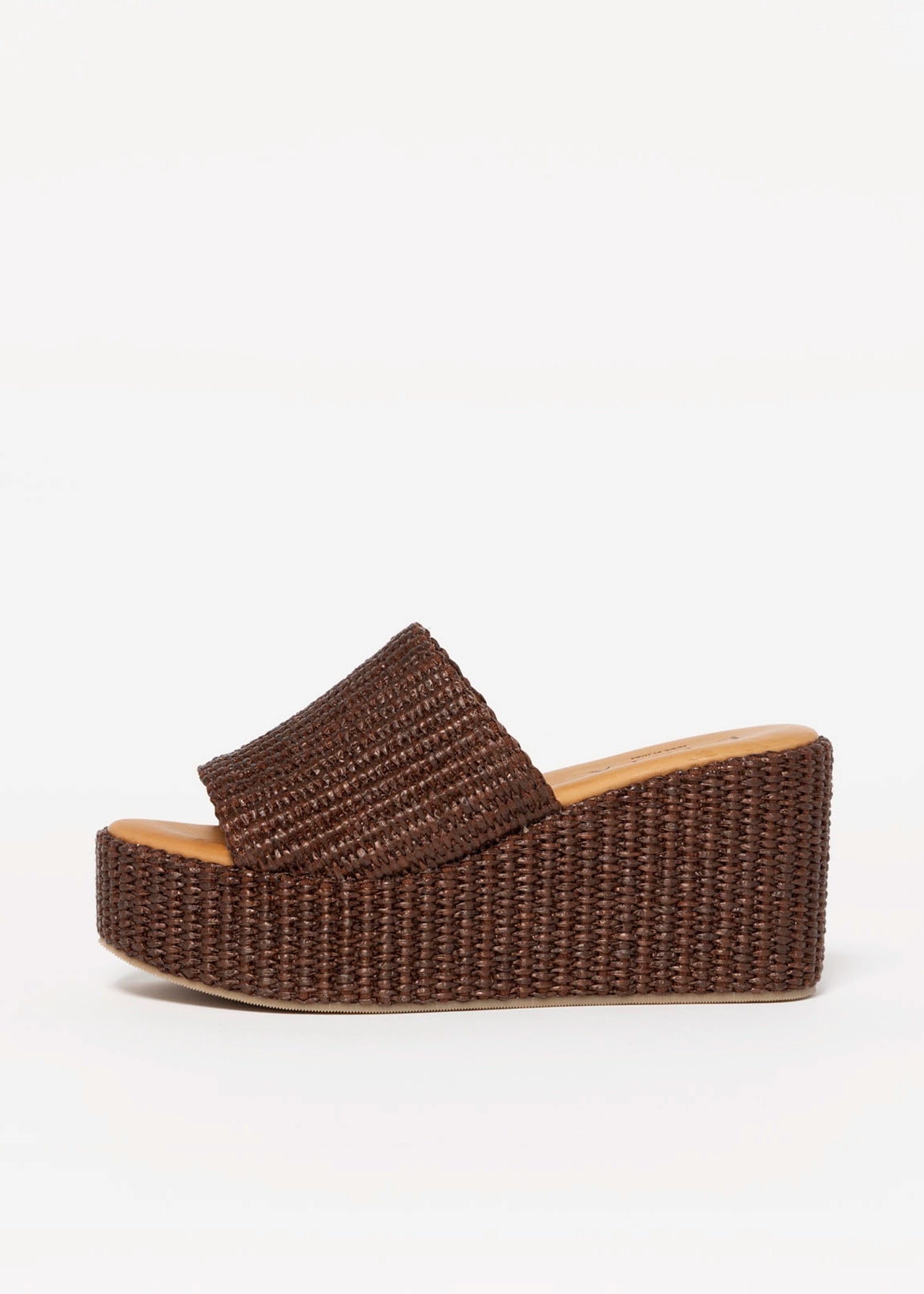 swatch_Chocolate l'idea raffia platform wedge sandals