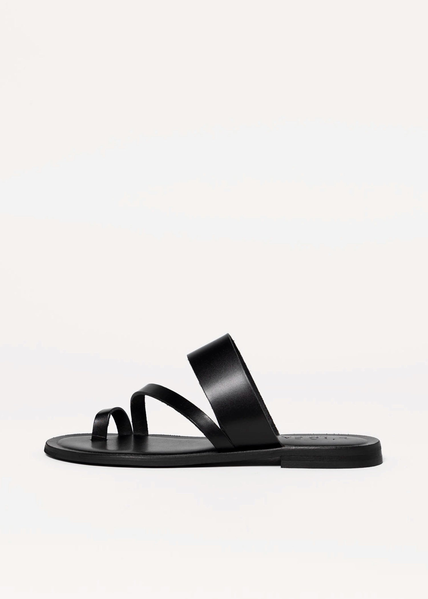 swatch_Black Leather l'idea leather toe ring sandal