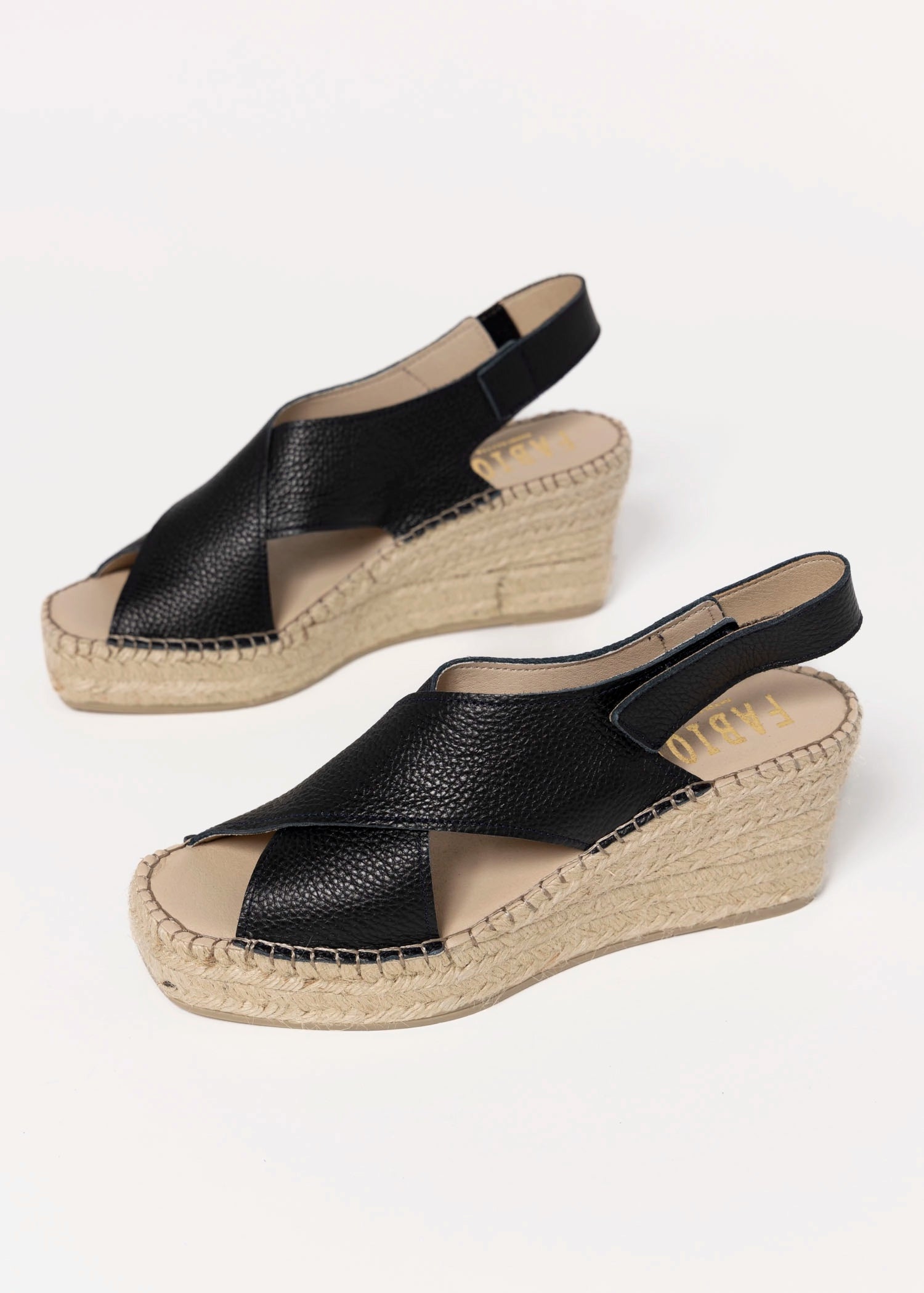 swatch_Black Leather fabiolas eos espadrille wedge sandals