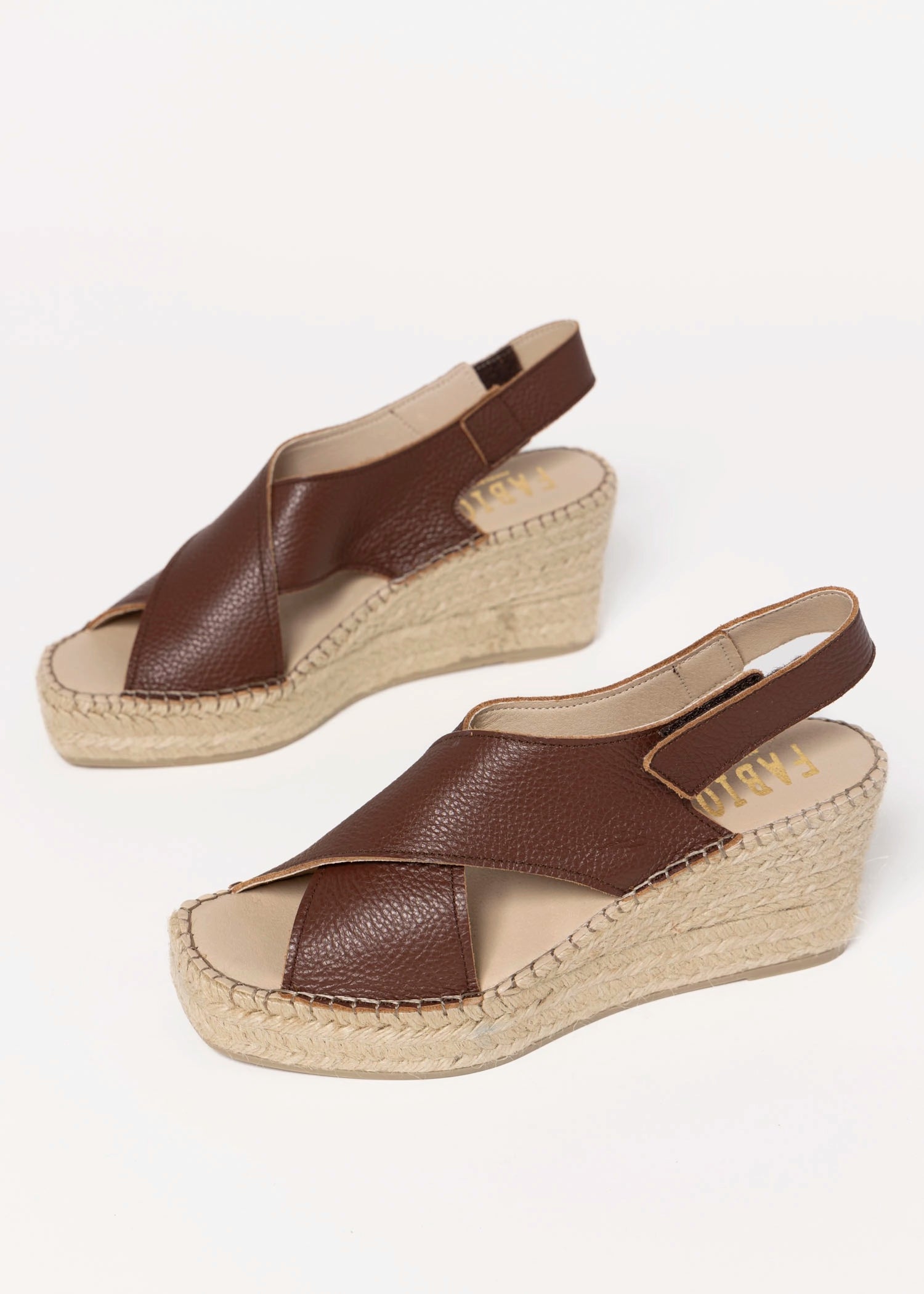 swatch_Brown Leather fabiolas eos espadrille wedge sandals