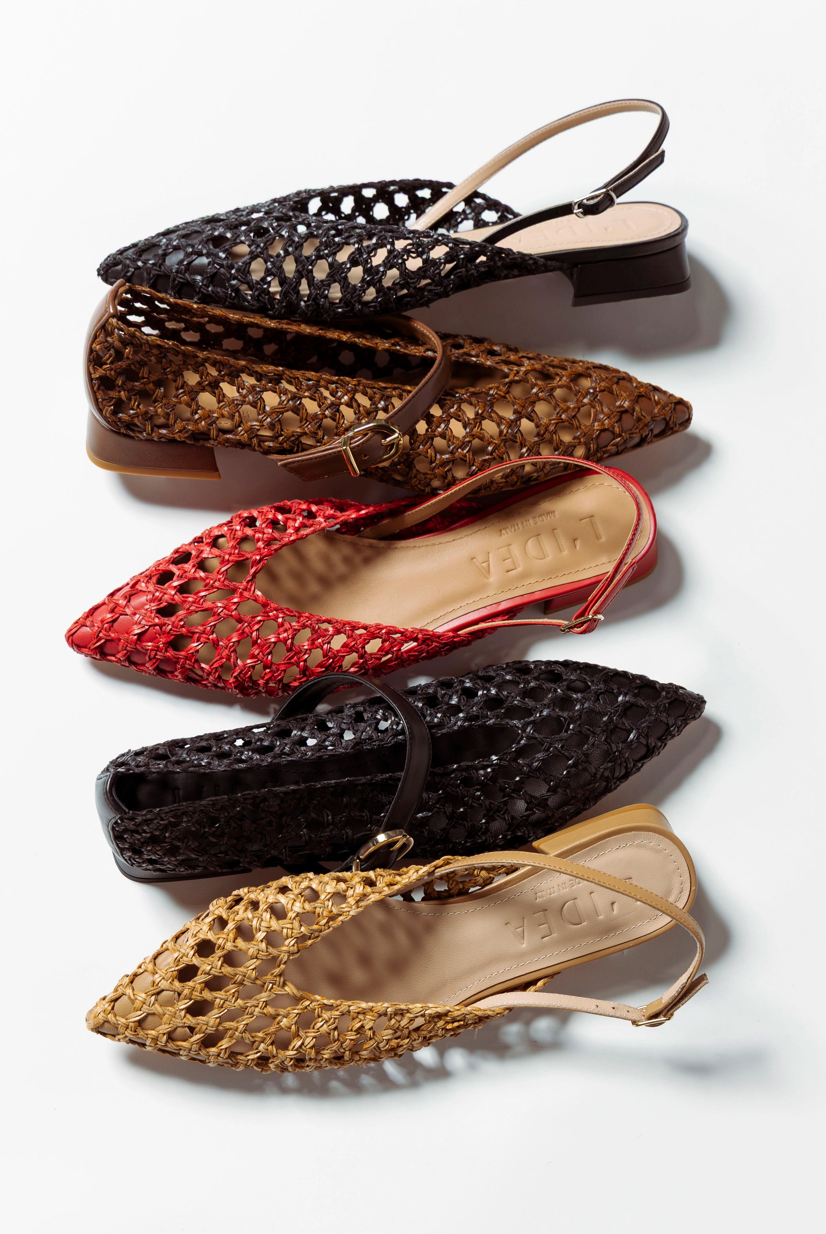 swatch_red leather lussy woven slingback flat shoes