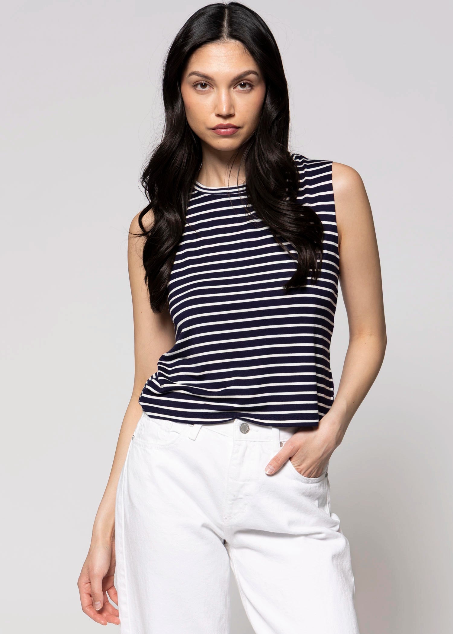 swatch_Navy/Ivory project social t extra striped tank