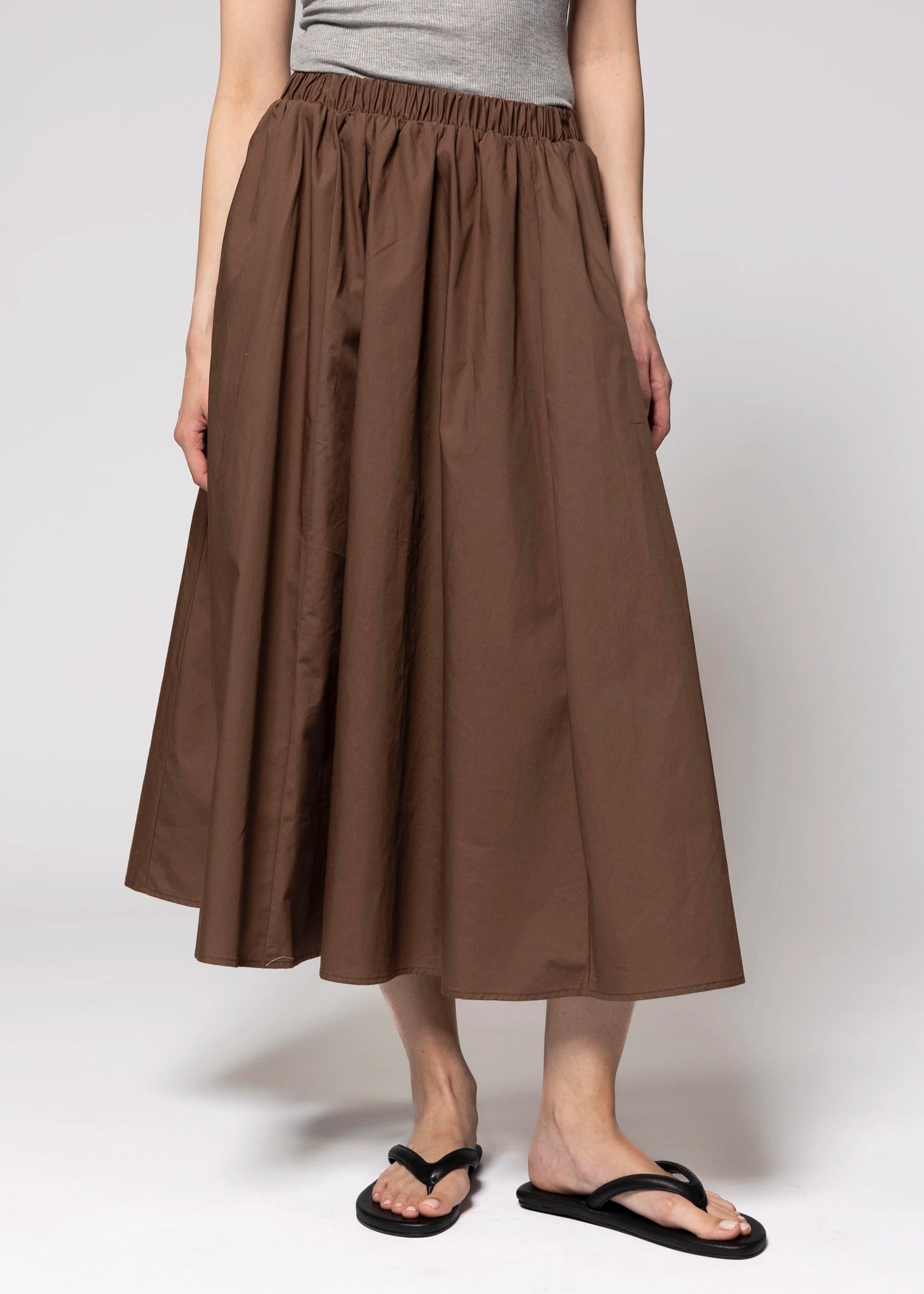 swatch_Chocolate cotton midi skirt