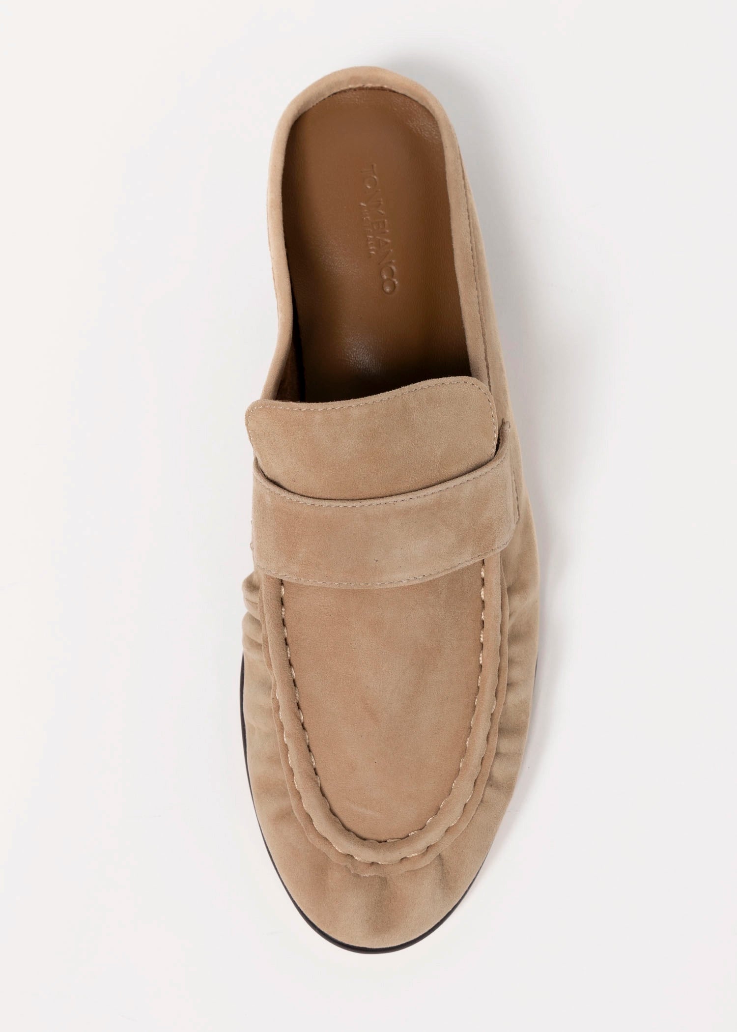 swatch_Wheat Suede tony bianco glacier ruched mule loafer