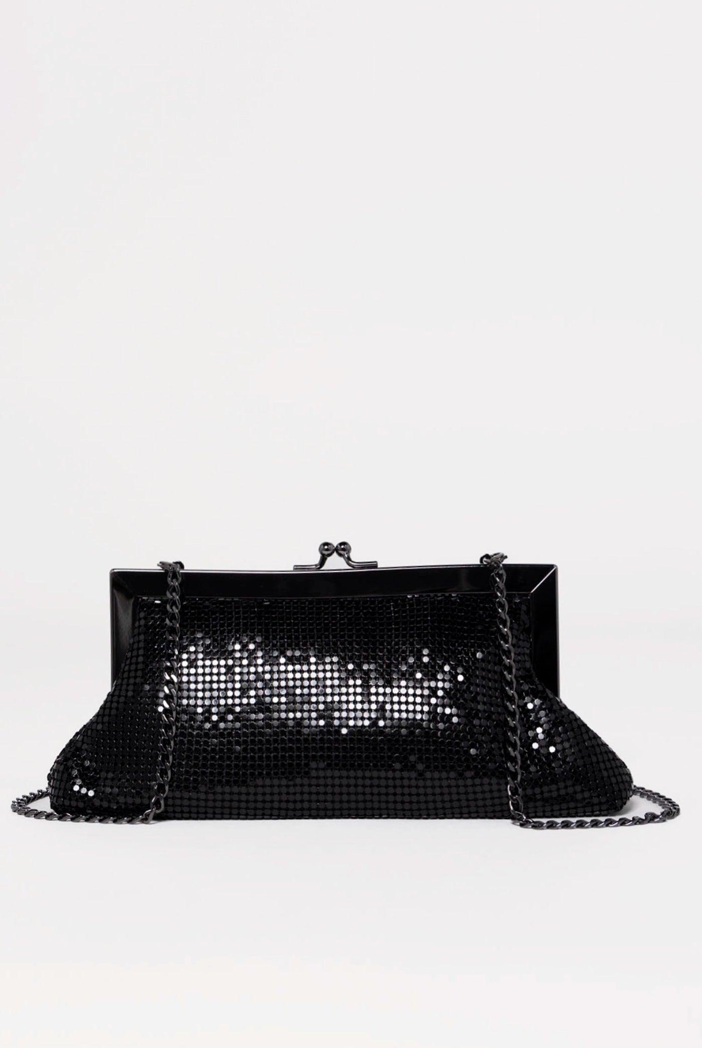 swatch_Black olga berg zara mesh frame clutch