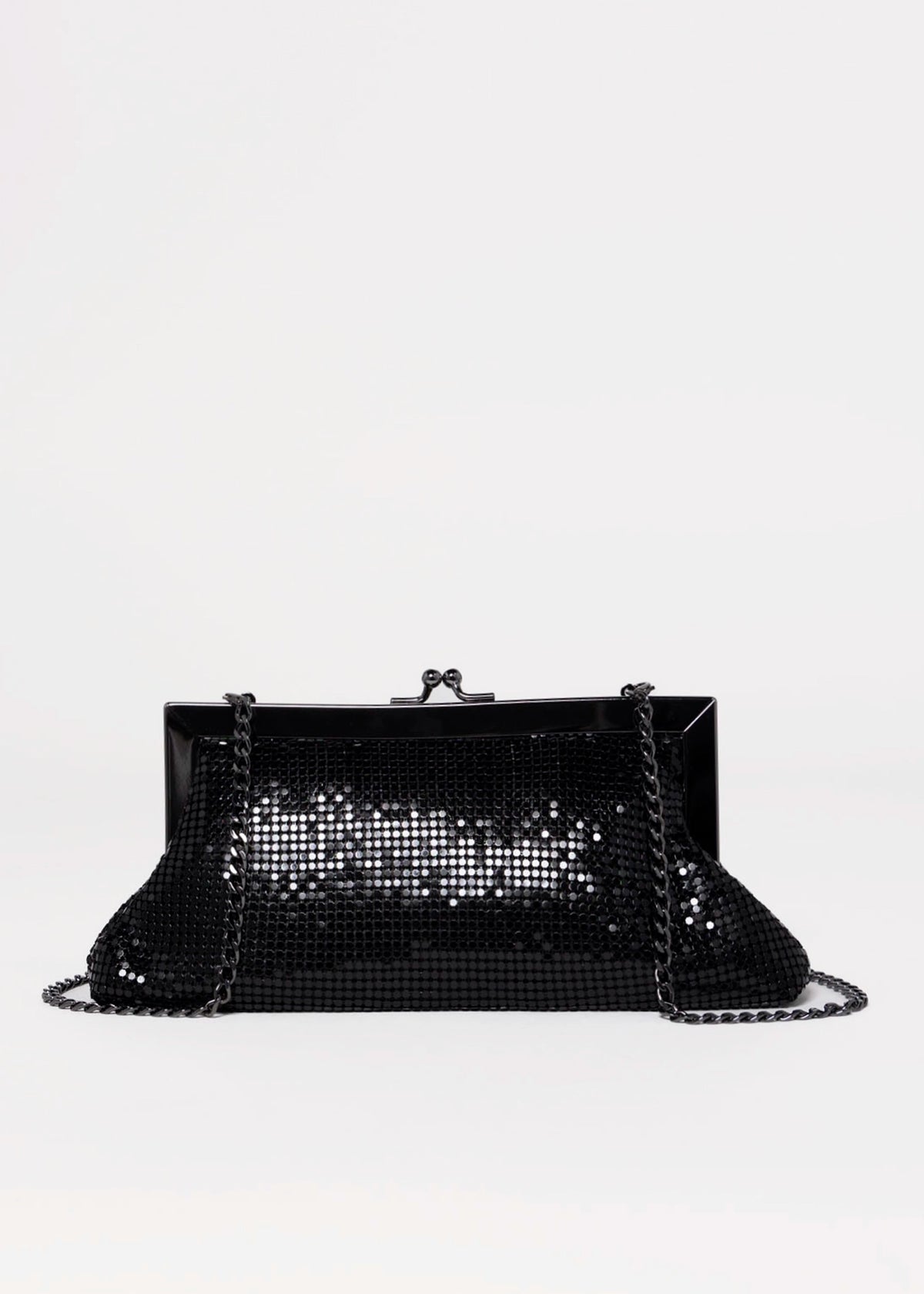 swatch_Black olga berg zara mesh frame clutch