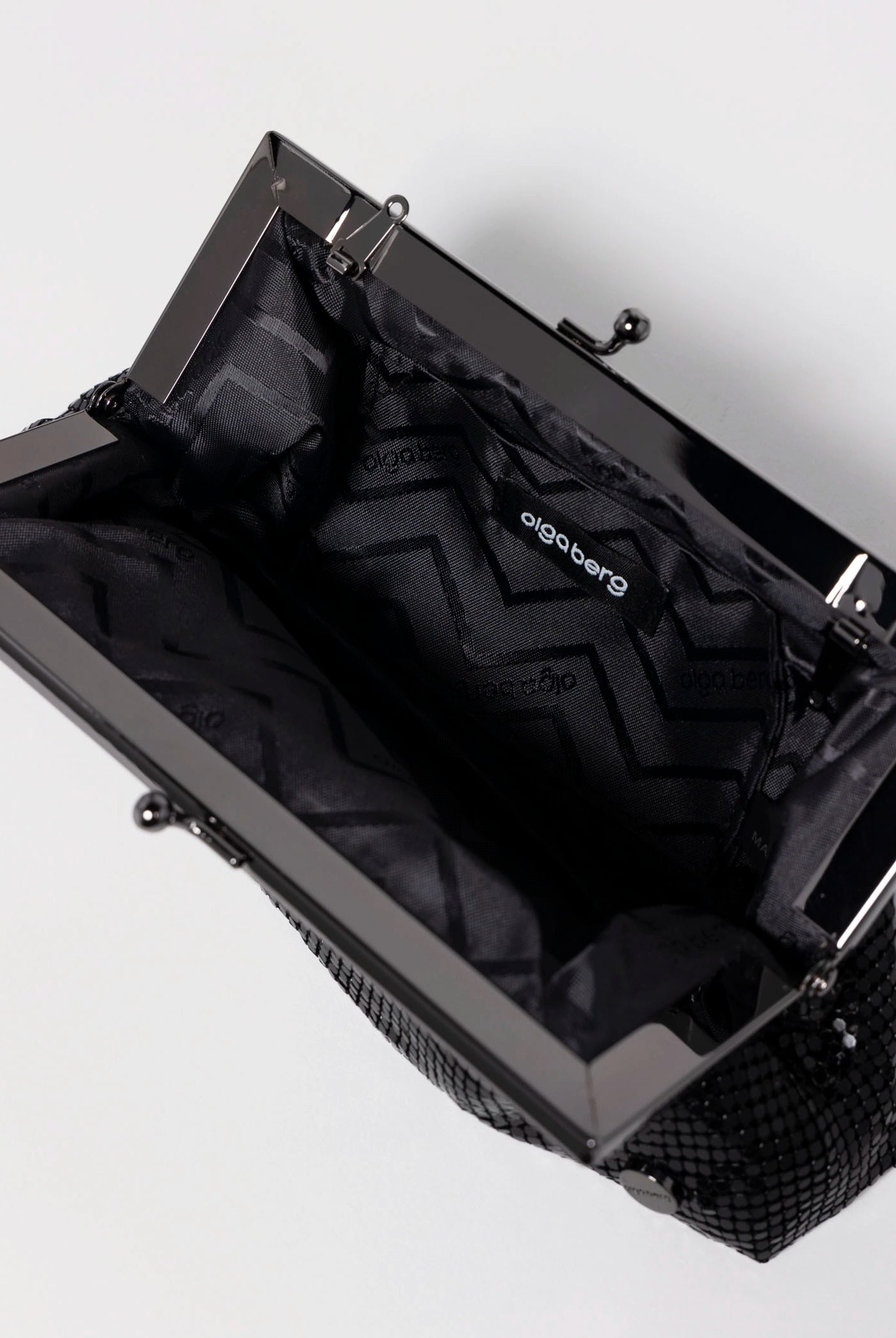 swatch_Black olga berg zara mesh frame clutch