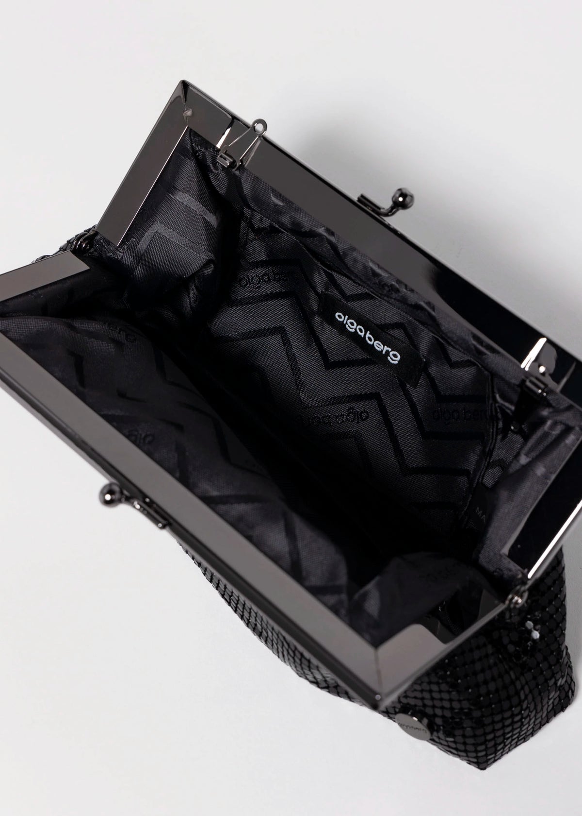 swatch_Black olga berg zara mesh frame clutch