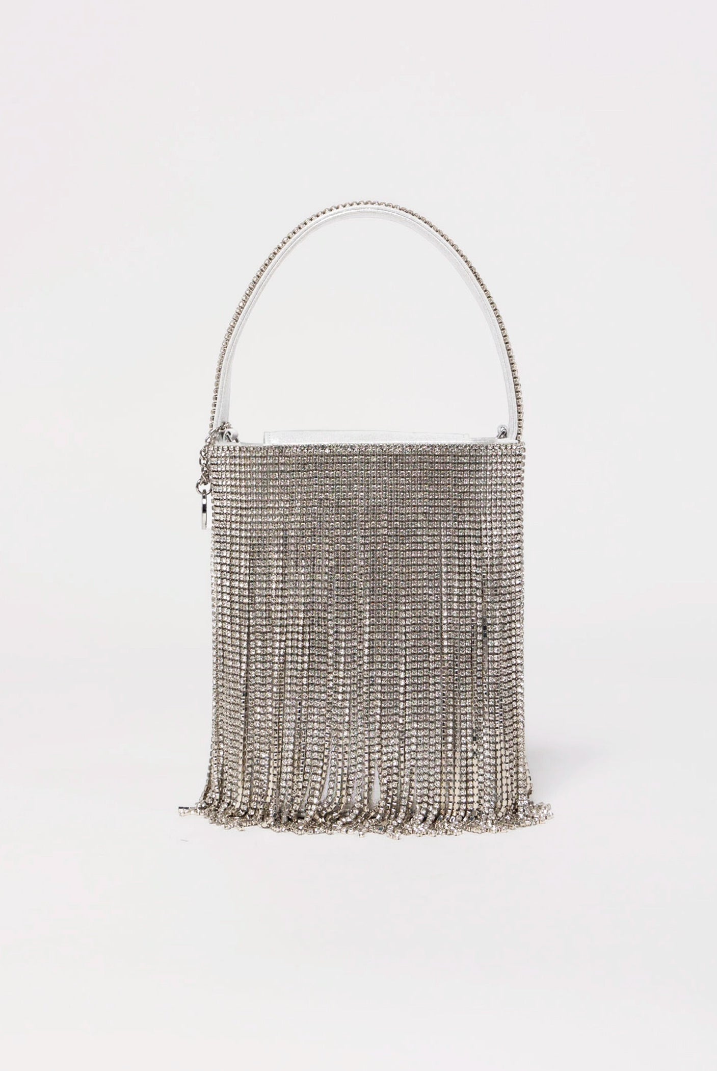 swatch_Silver olga berg billie crystal fringe bag