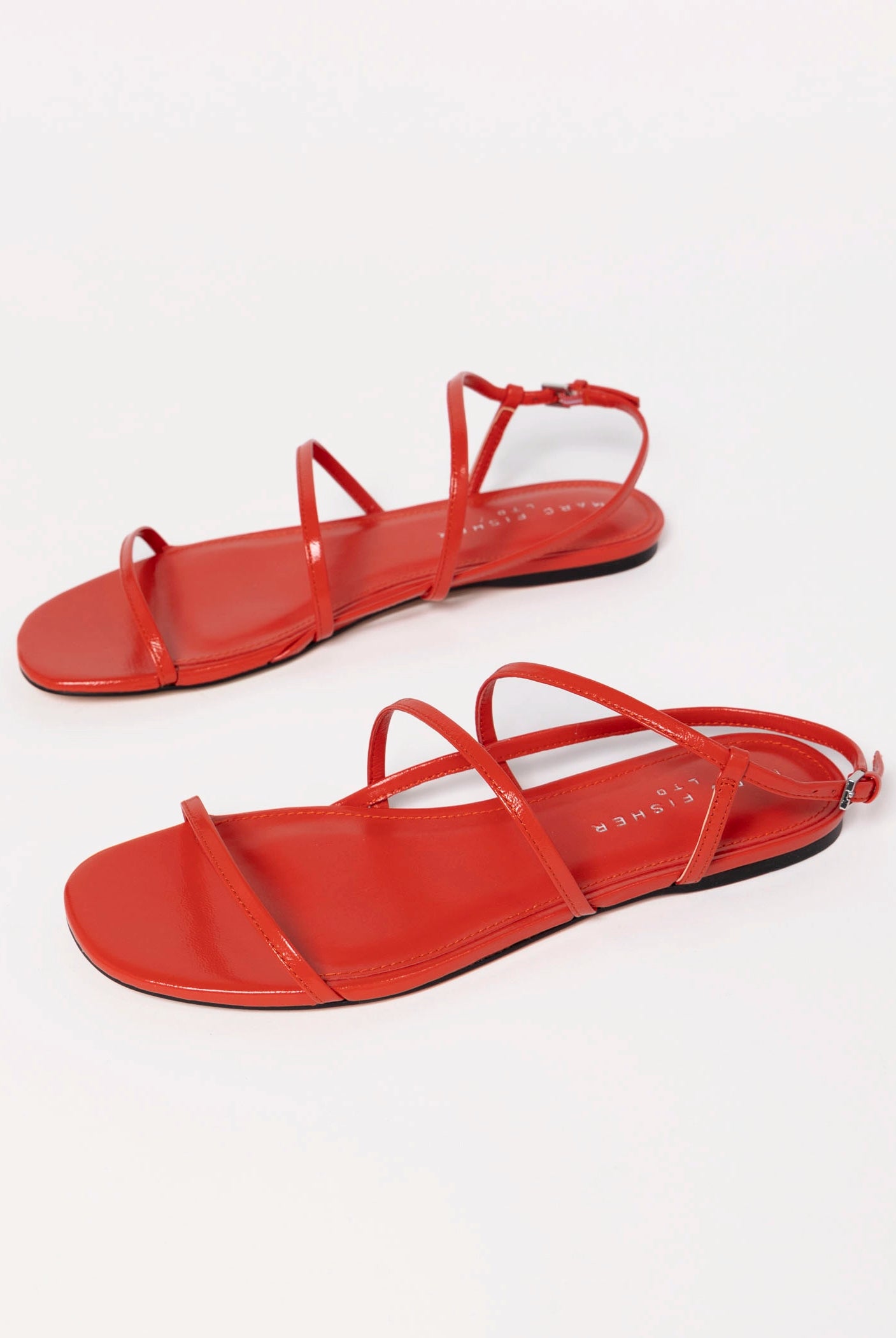 swatch_Red Leather marc fisher elysha flat sandal