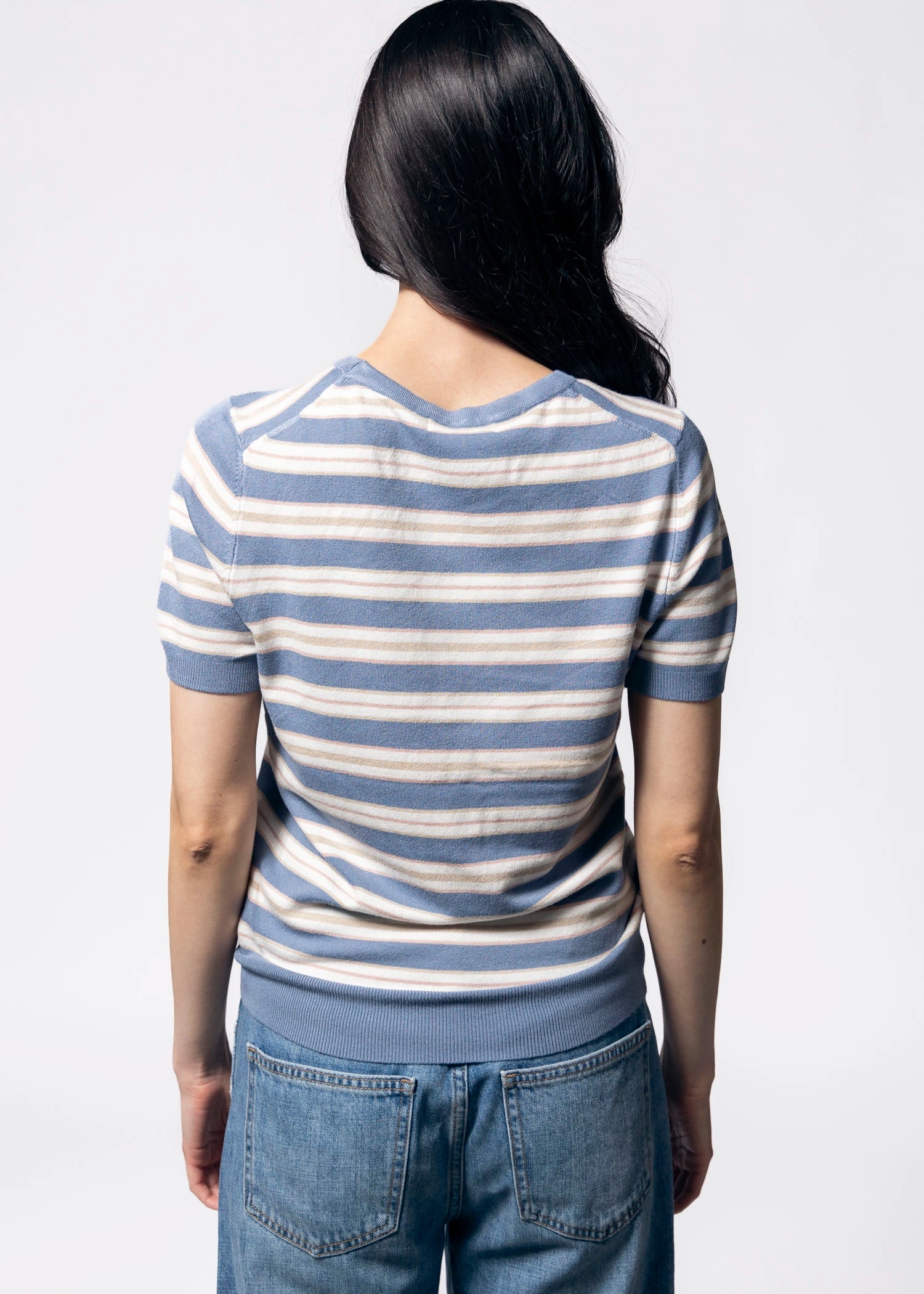 swatch_Dusty Blue short sleeve striped sweater