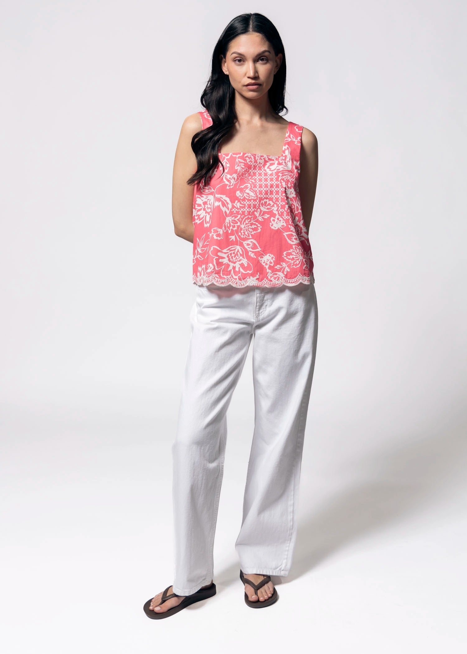 swatch_Pink square neck floral top