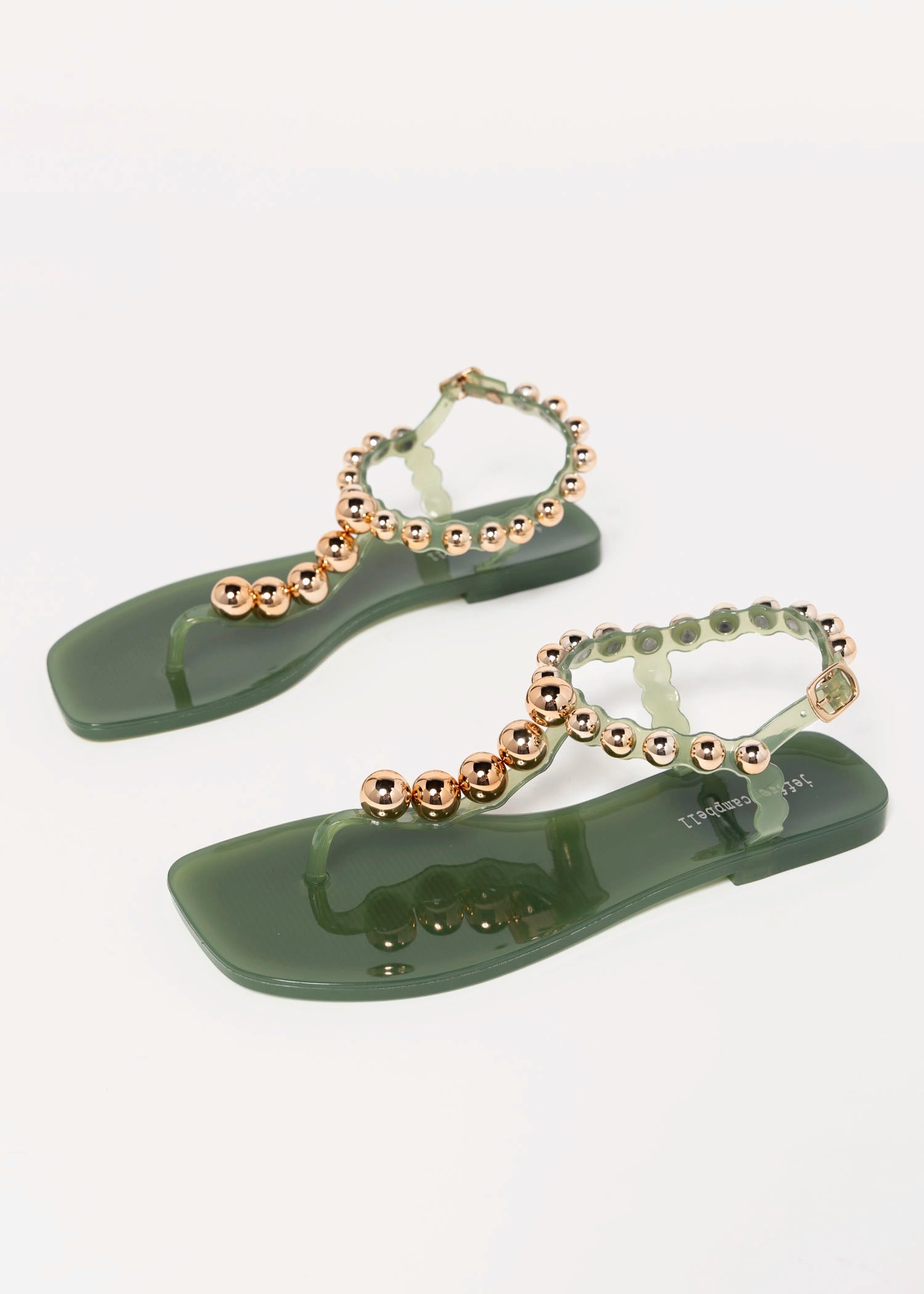 swatch_Green/Gold jeffrey campbell plated jelly sandal