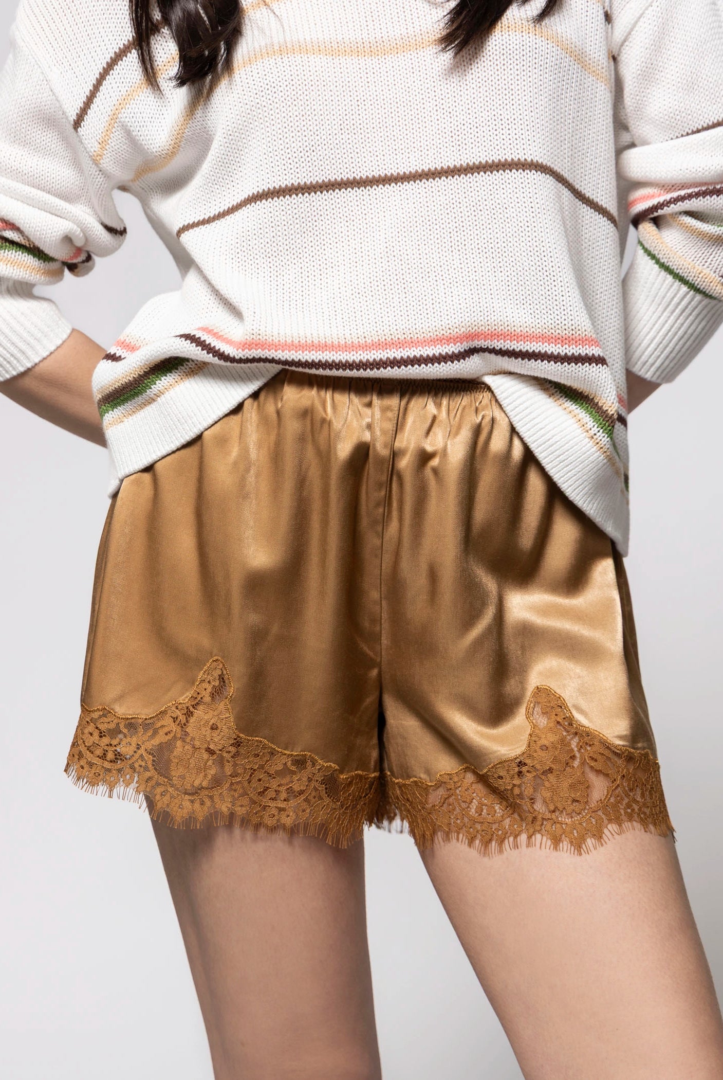 swatch_Toasted Coconut sanctuary satin lace shorts