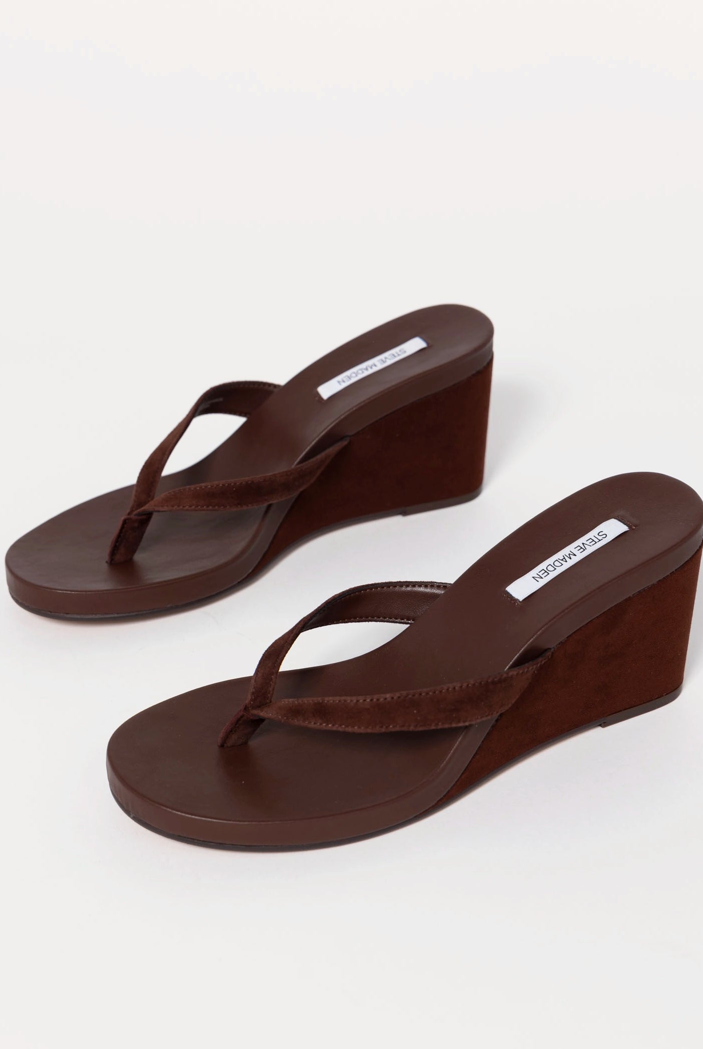swatch_Brown Suede steve madden playing wedge thong sandal