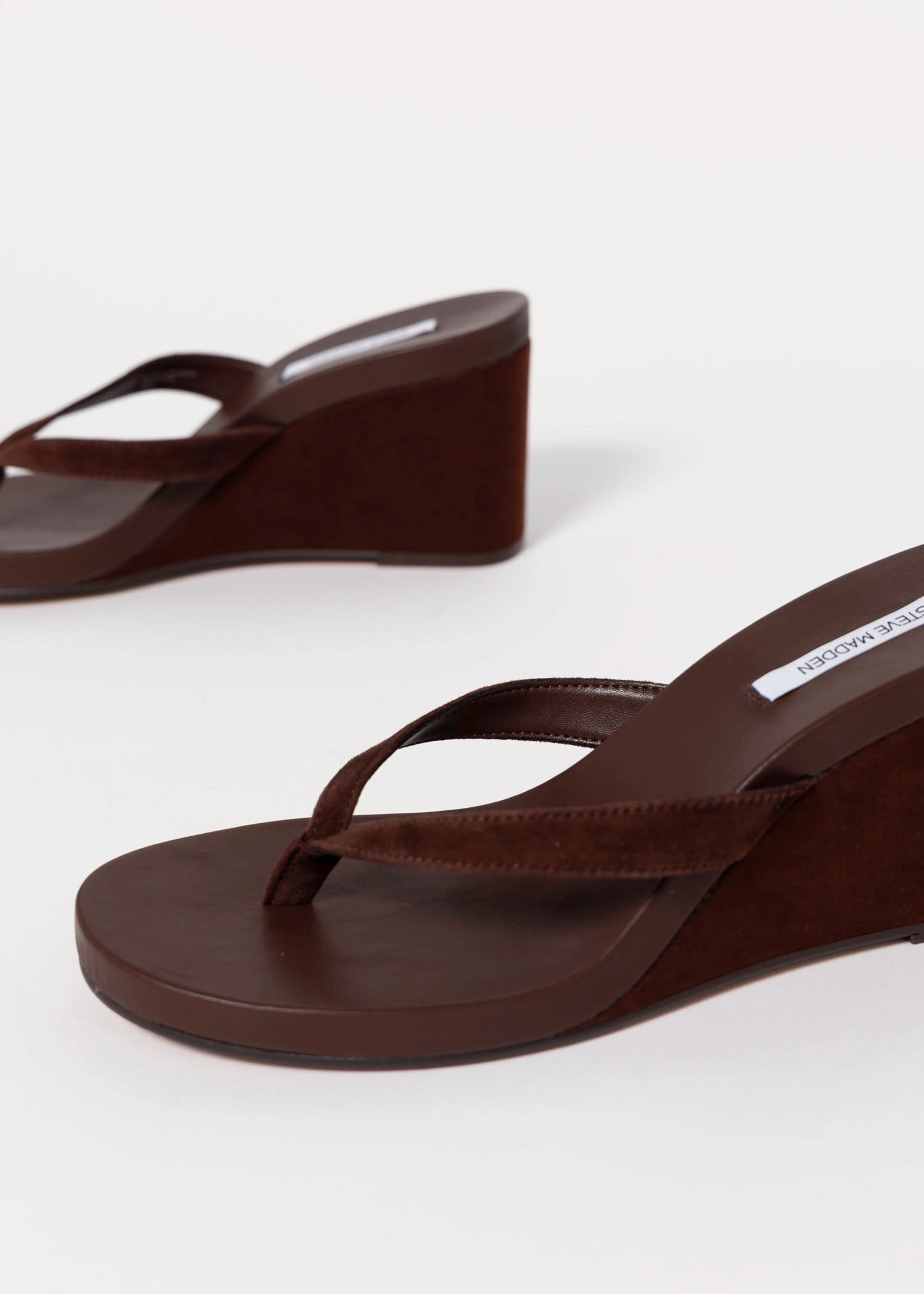swatch_Brown Suede steve madden playing wedge thong sandal