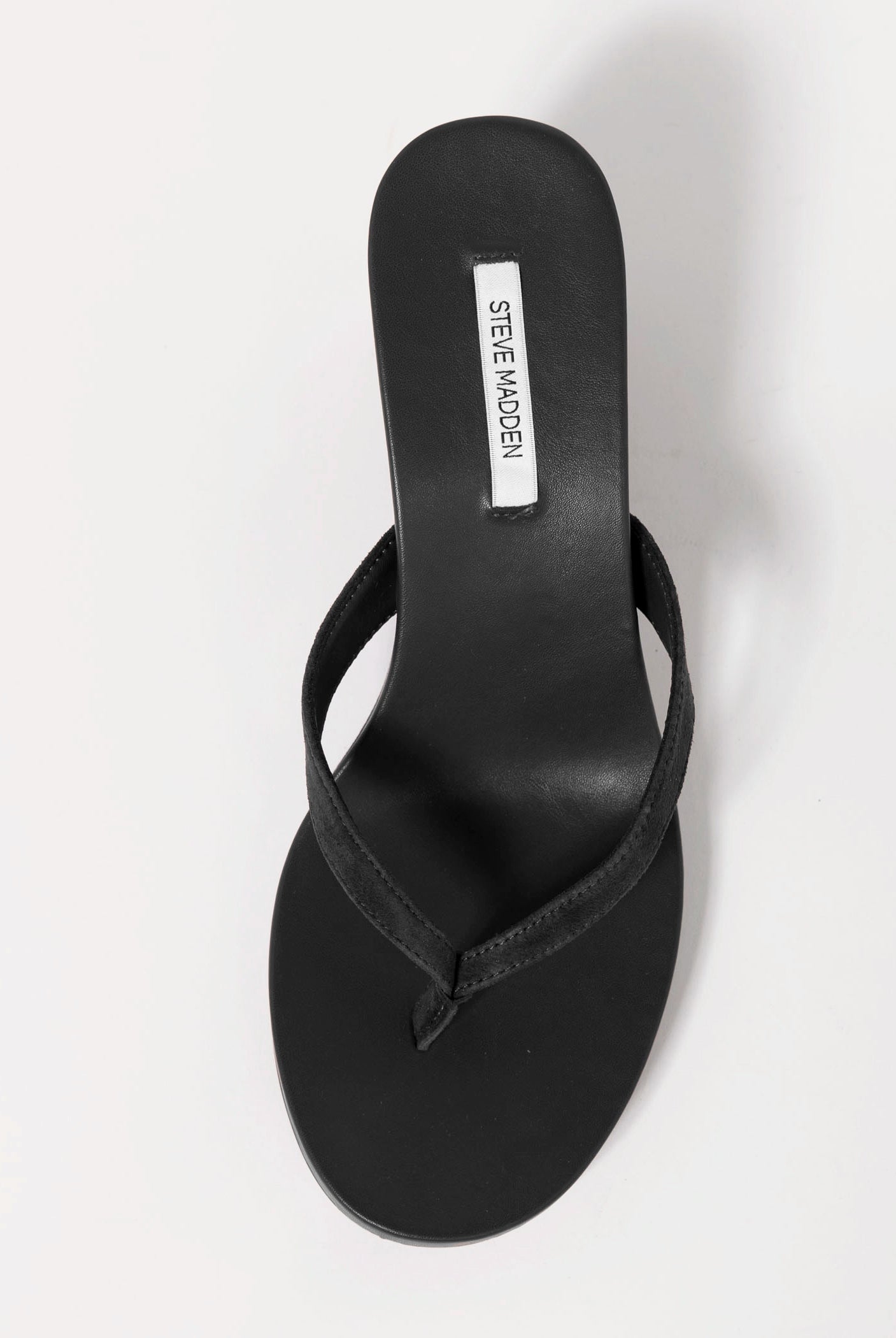 swatch_Black Suede steve madden playing wedge thong sandal