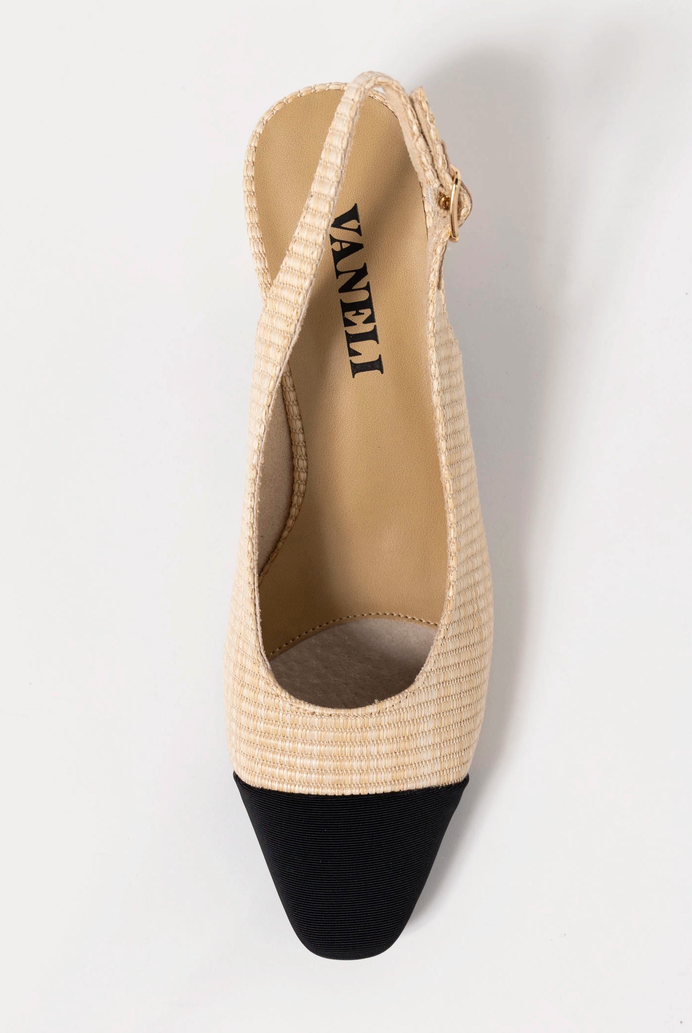 swatch_Beige/Black vaneli jala raffia slingback