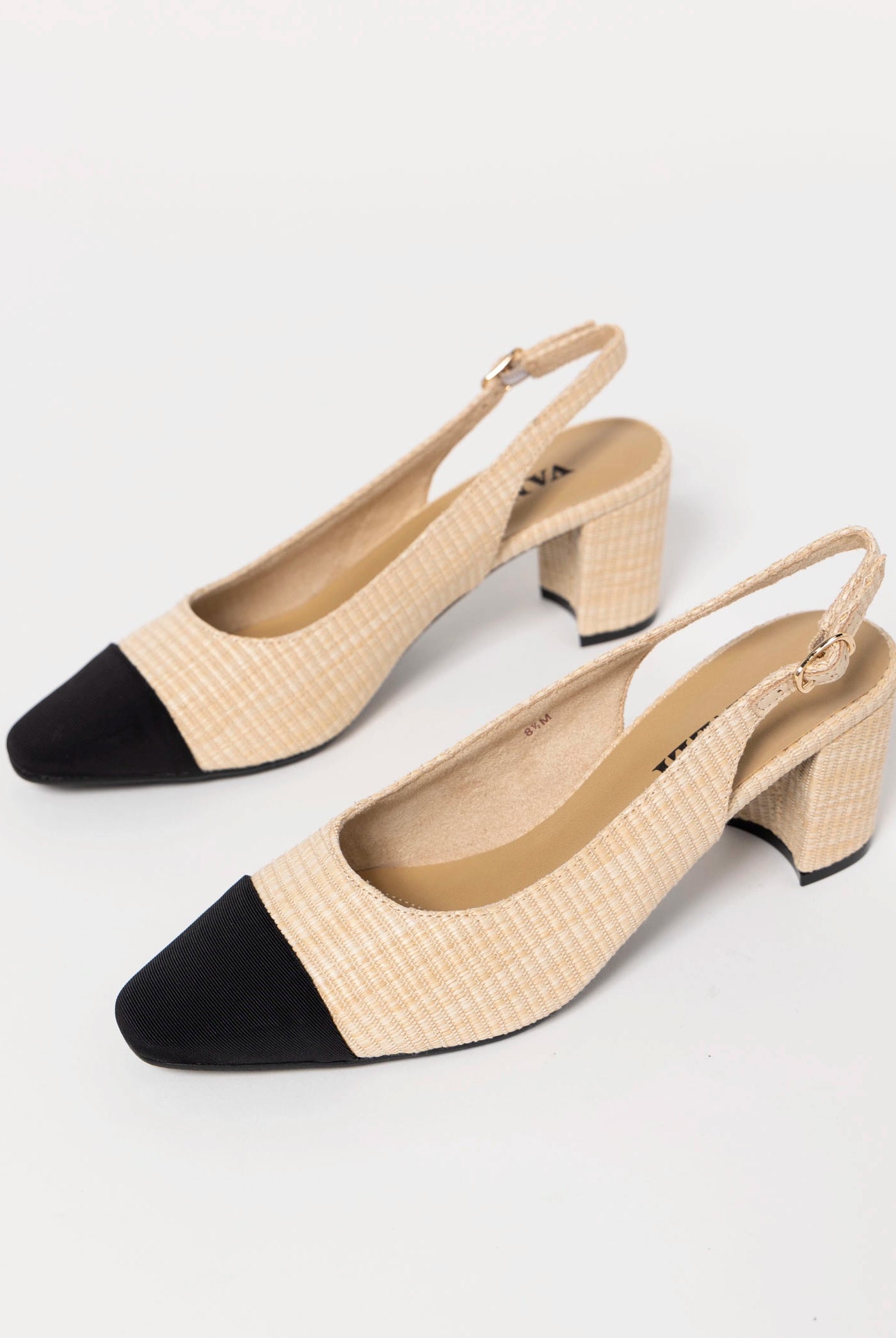 swatch_Beige/Black vaneli jala raffia slingback