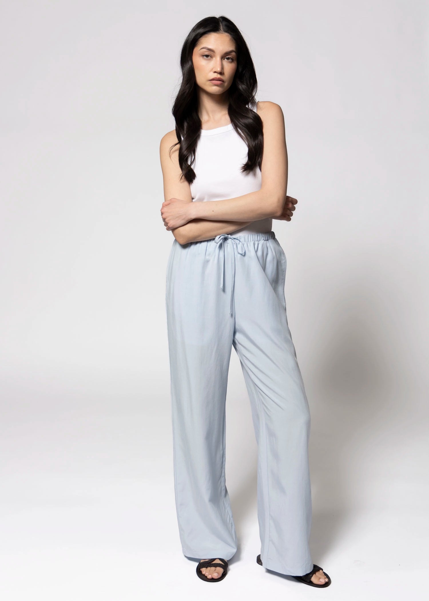 swatch_Ice Blue drawstring straight leg pant