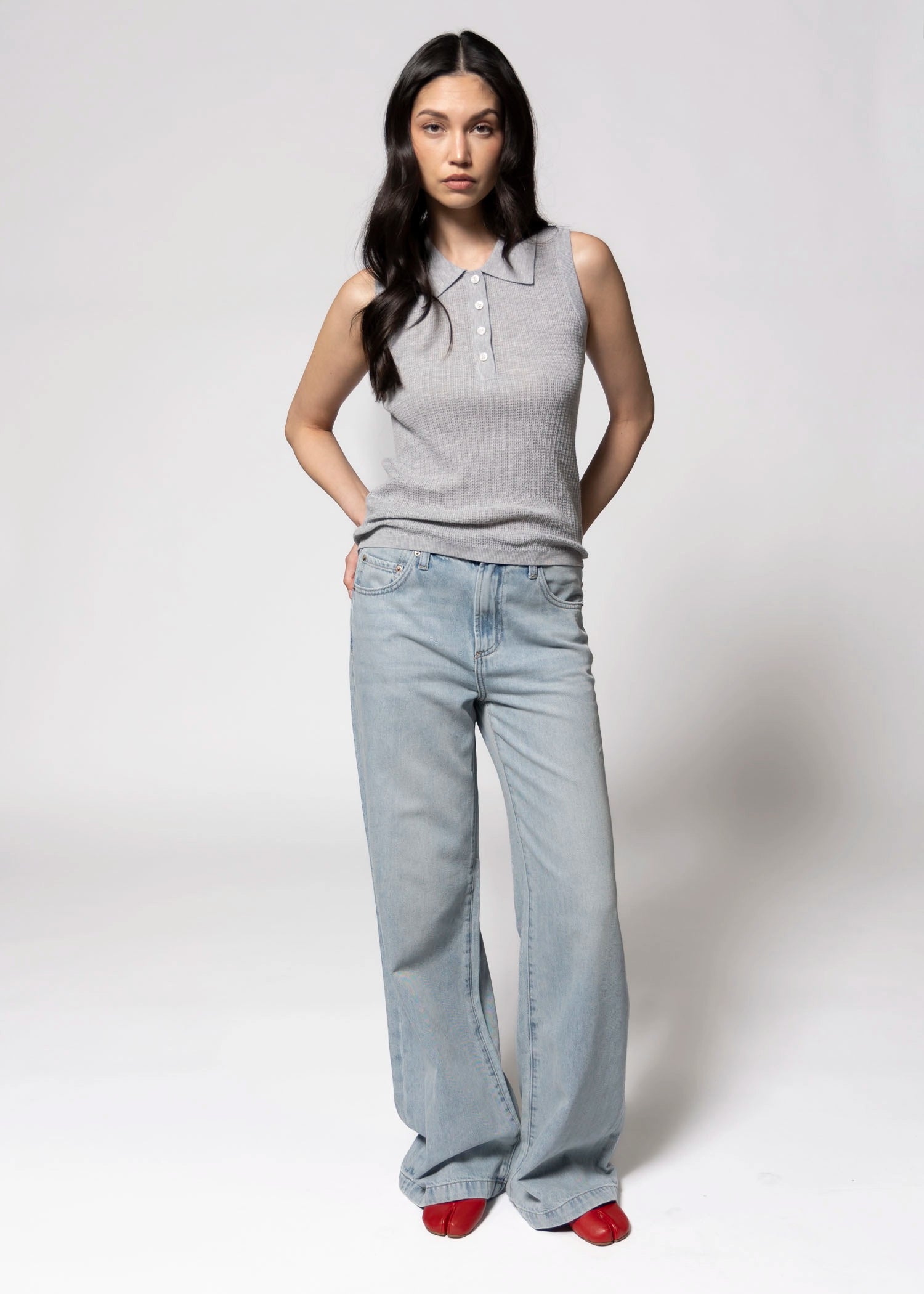 swatch_Heather Grey perfect white tee fran sleeveless polo