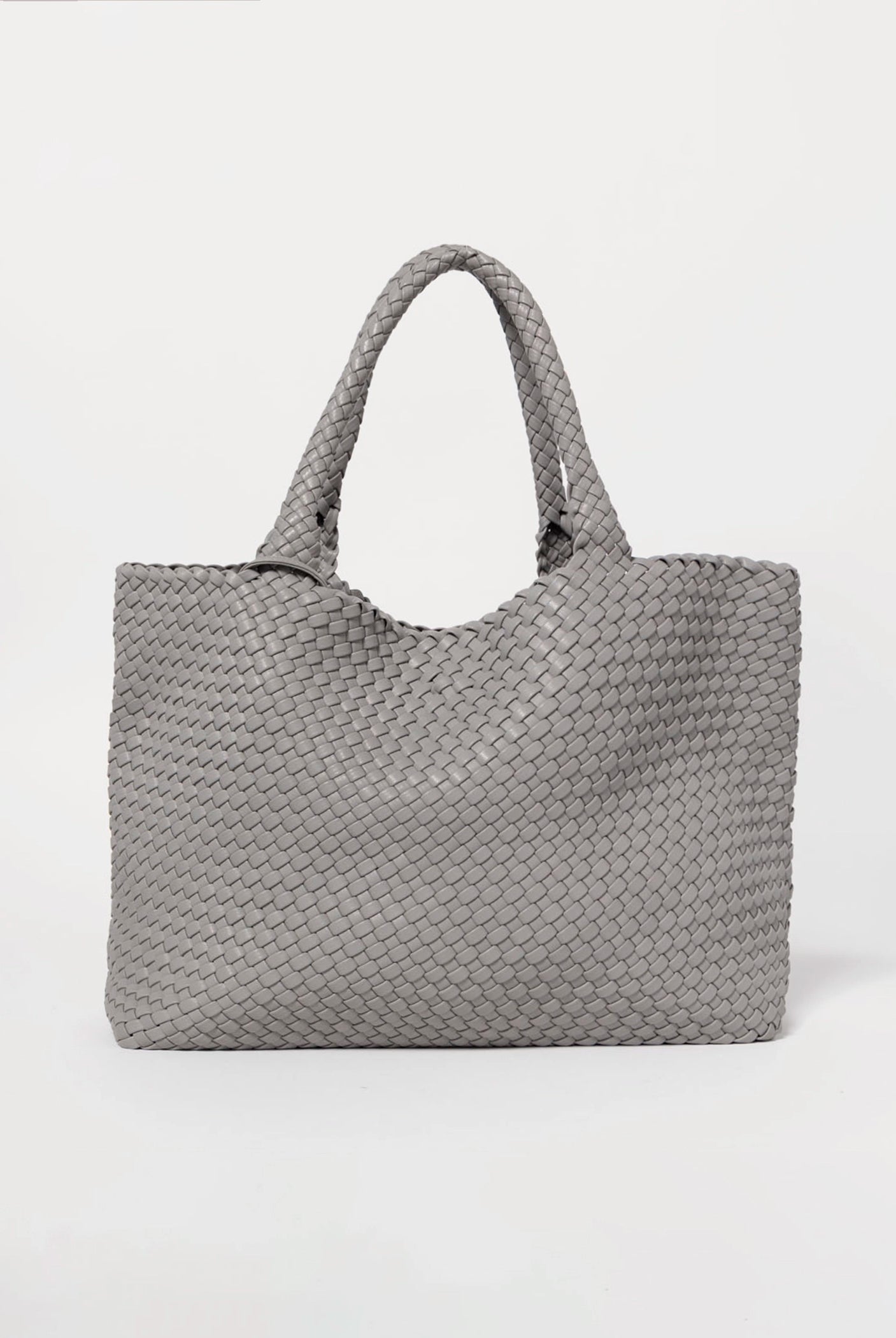 swatch_Grey vegan leather woven tote