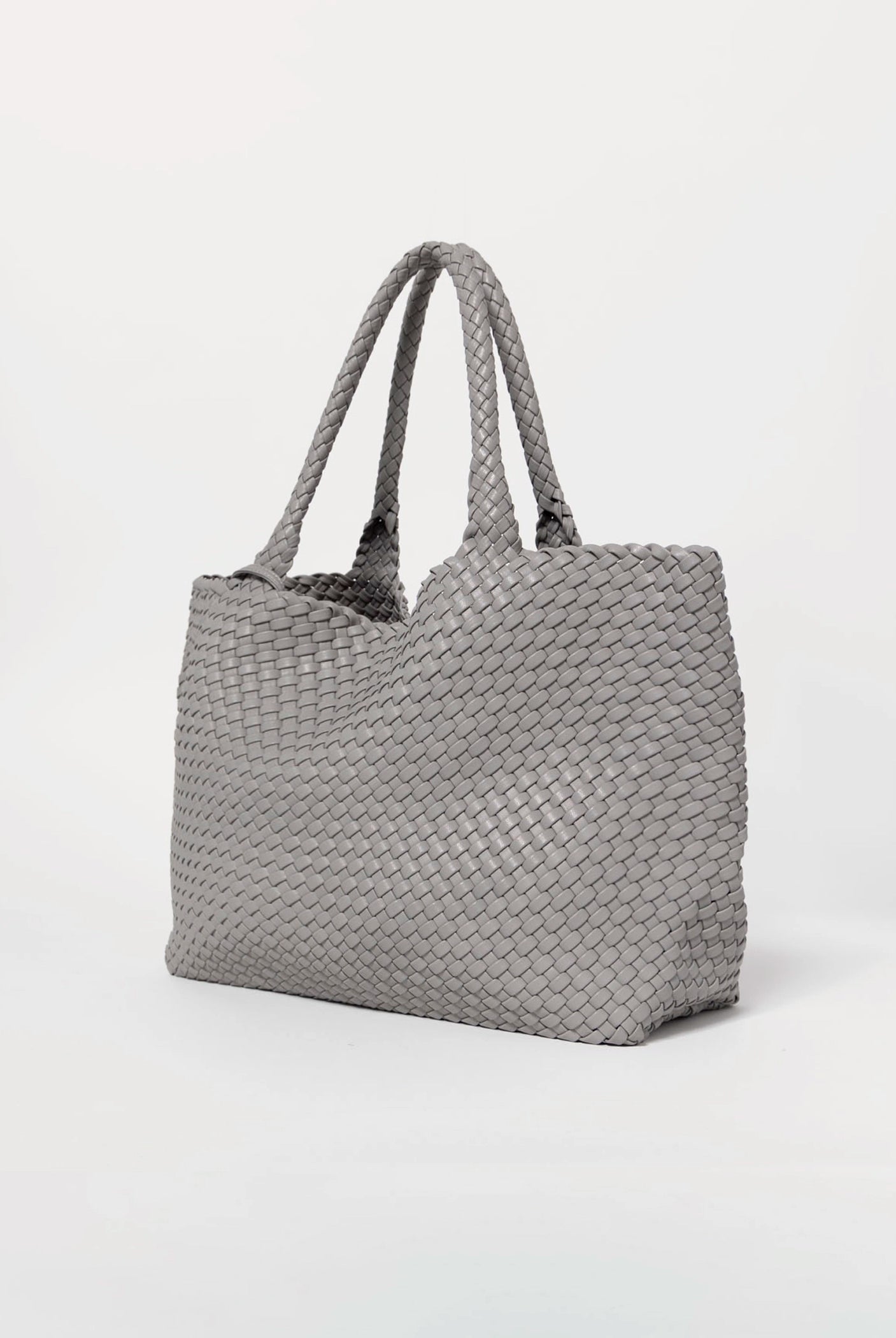 swatch_Grey vegan leather woven tote