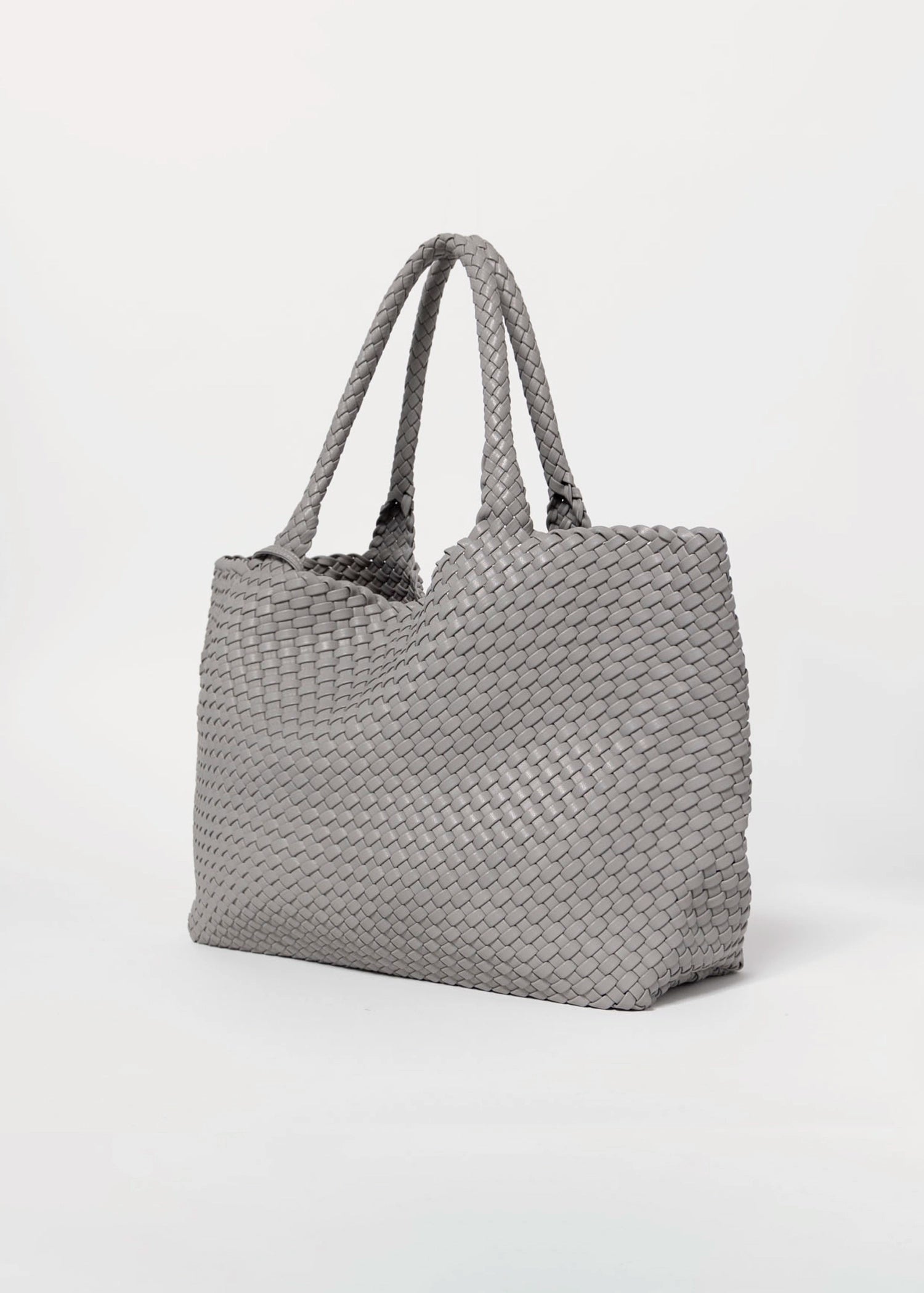 swatch_Grey vegan leather woven tote