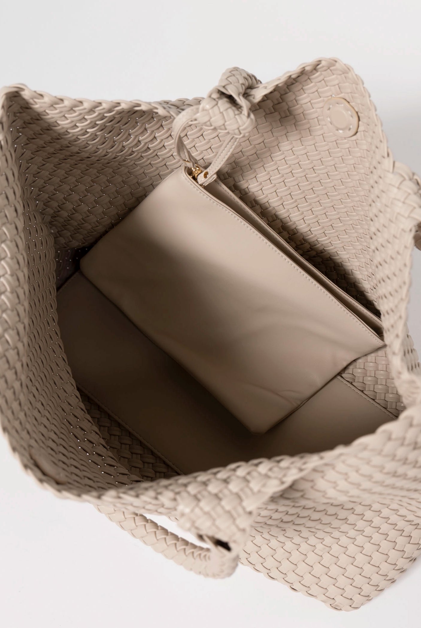 swatch_Ivory vegan leather woven tote