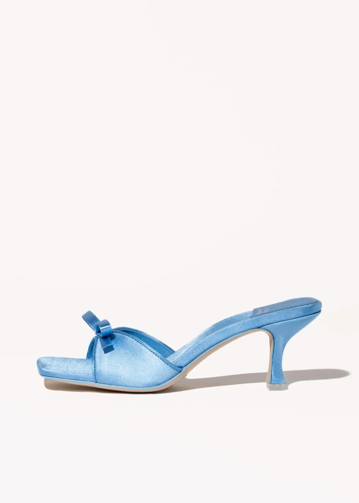 swatch_blue satin sweet on u slide sandal heeled sandals