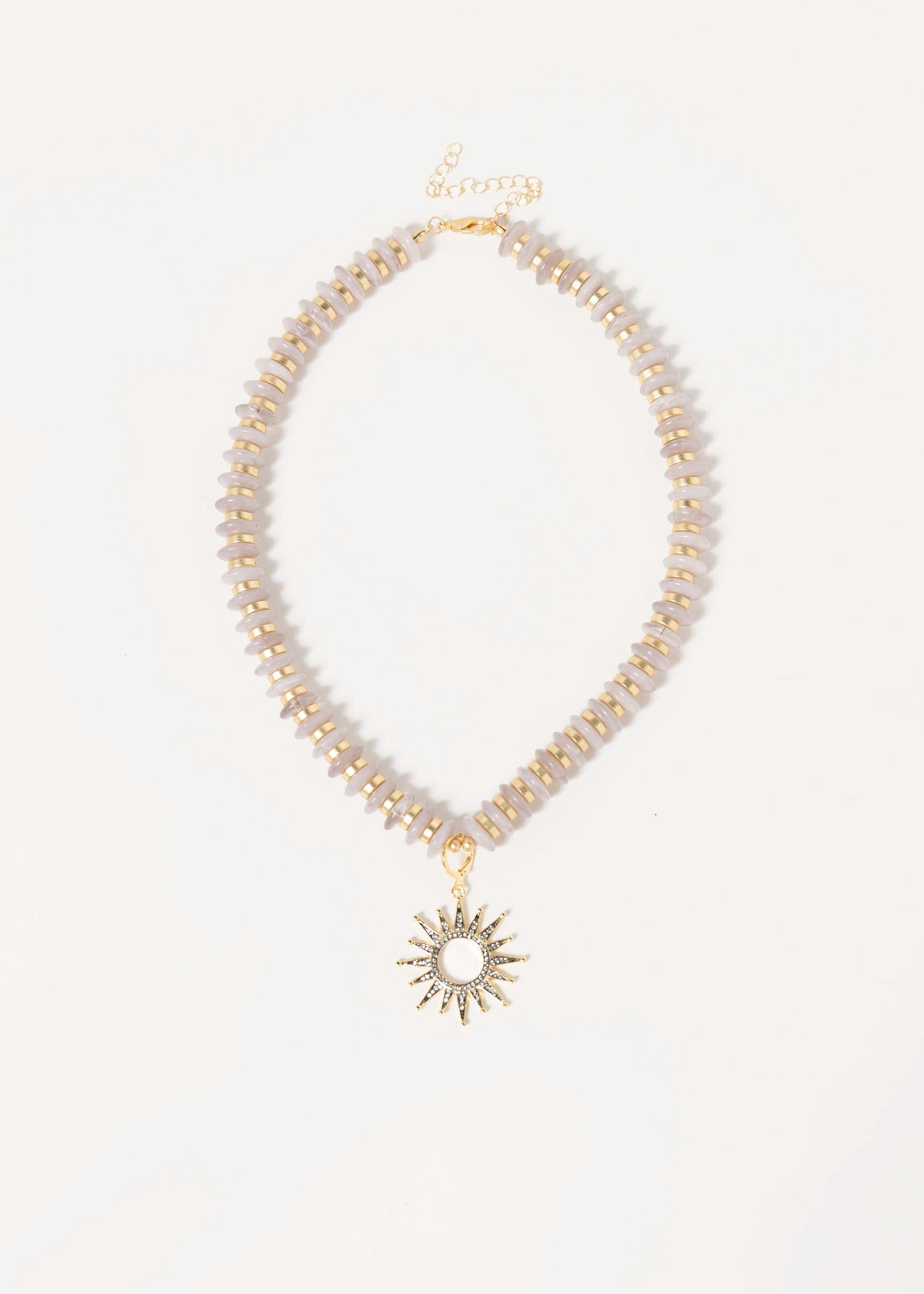 swatch_Taupe gail beaded necklace with sun charm