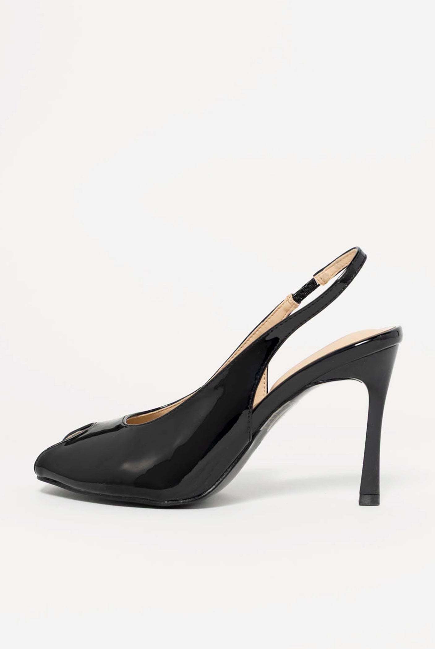 swatch_Black Patent clear cut peep toe slingback