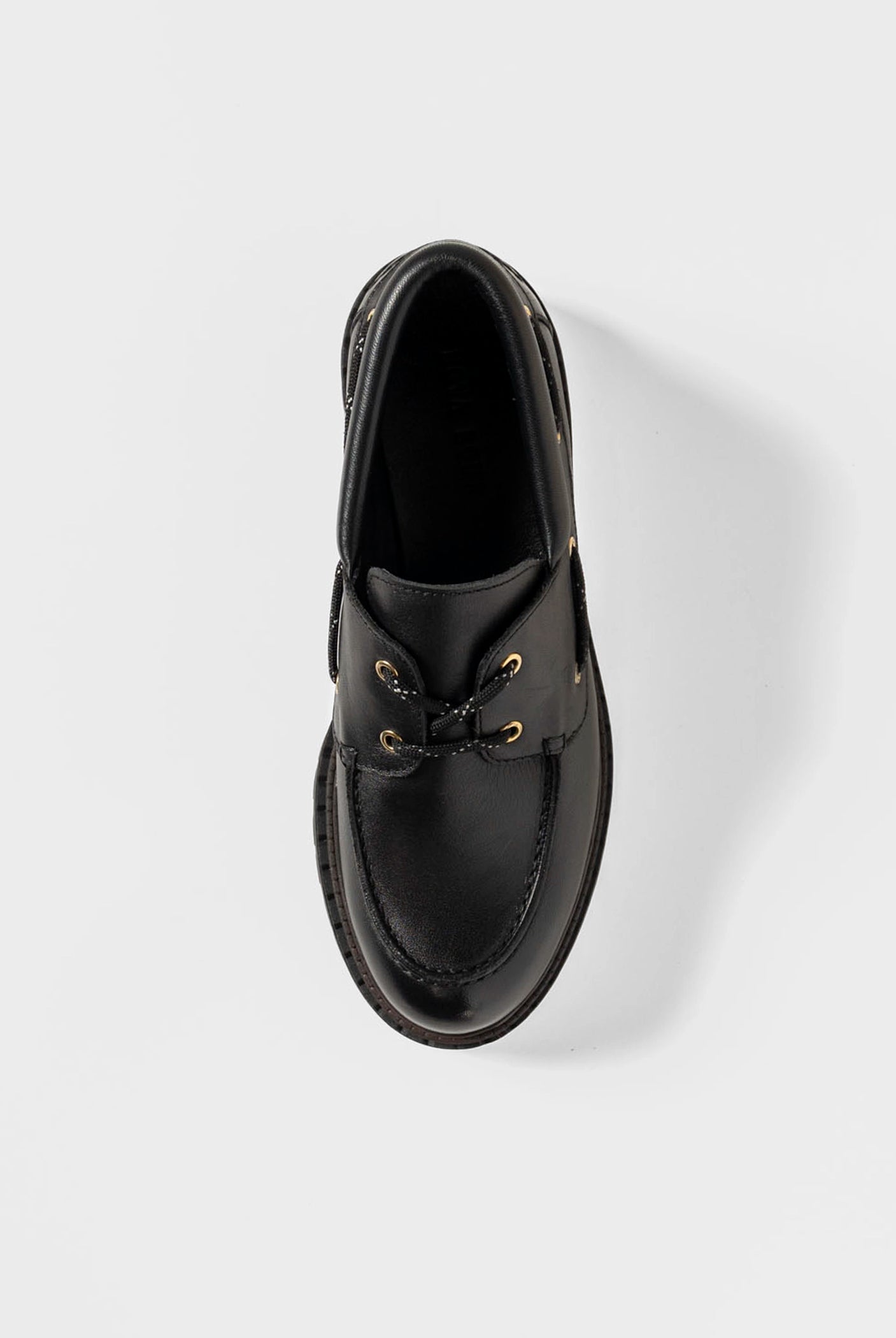 swatch_Black Leather lug sole boat shoe shoes
